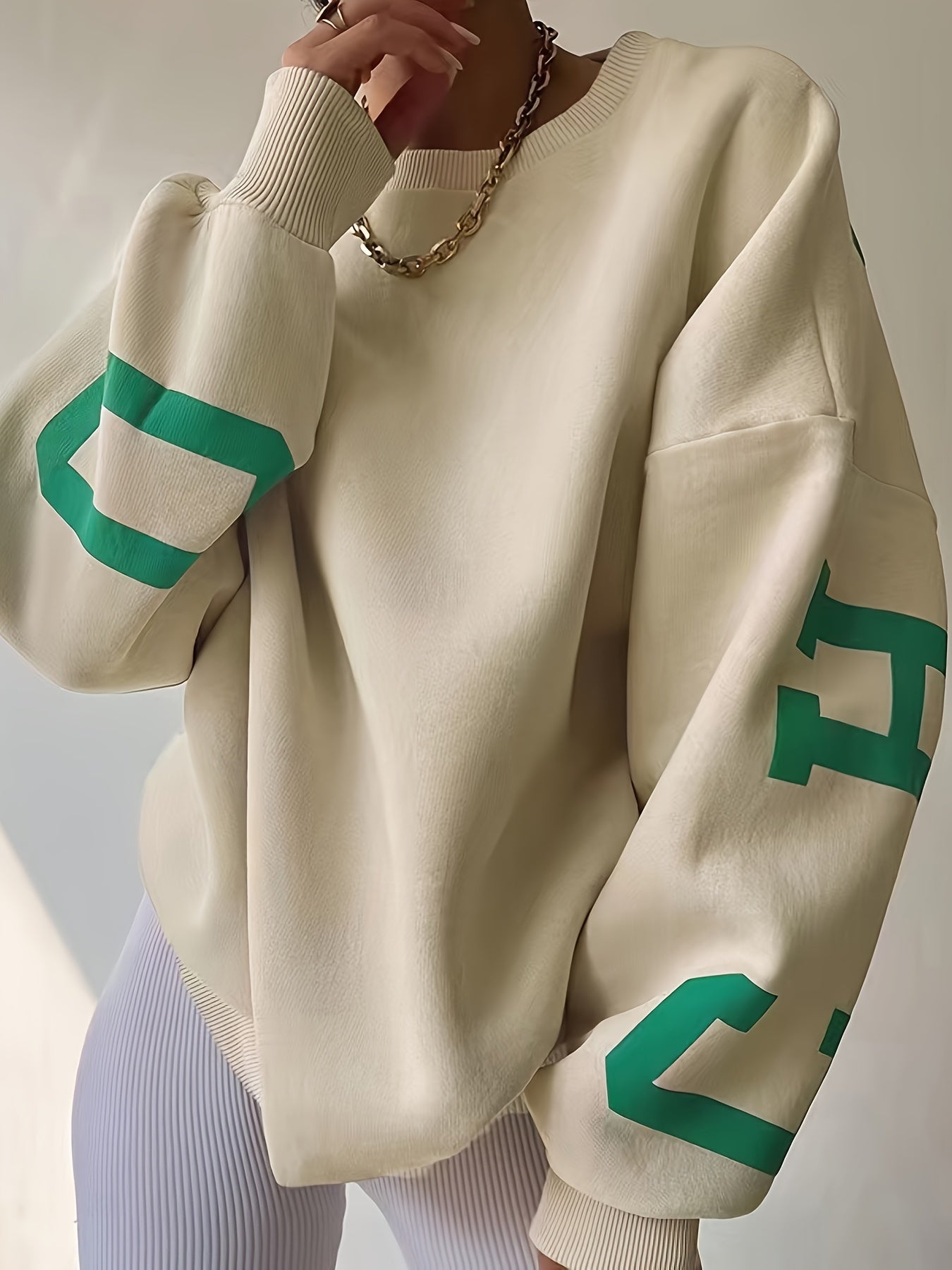 Sixsr Girls' Casual Letter Print Crew Neck Sweatshirt Loose Fit Kids Long Sleeve Pullover For Streetwear