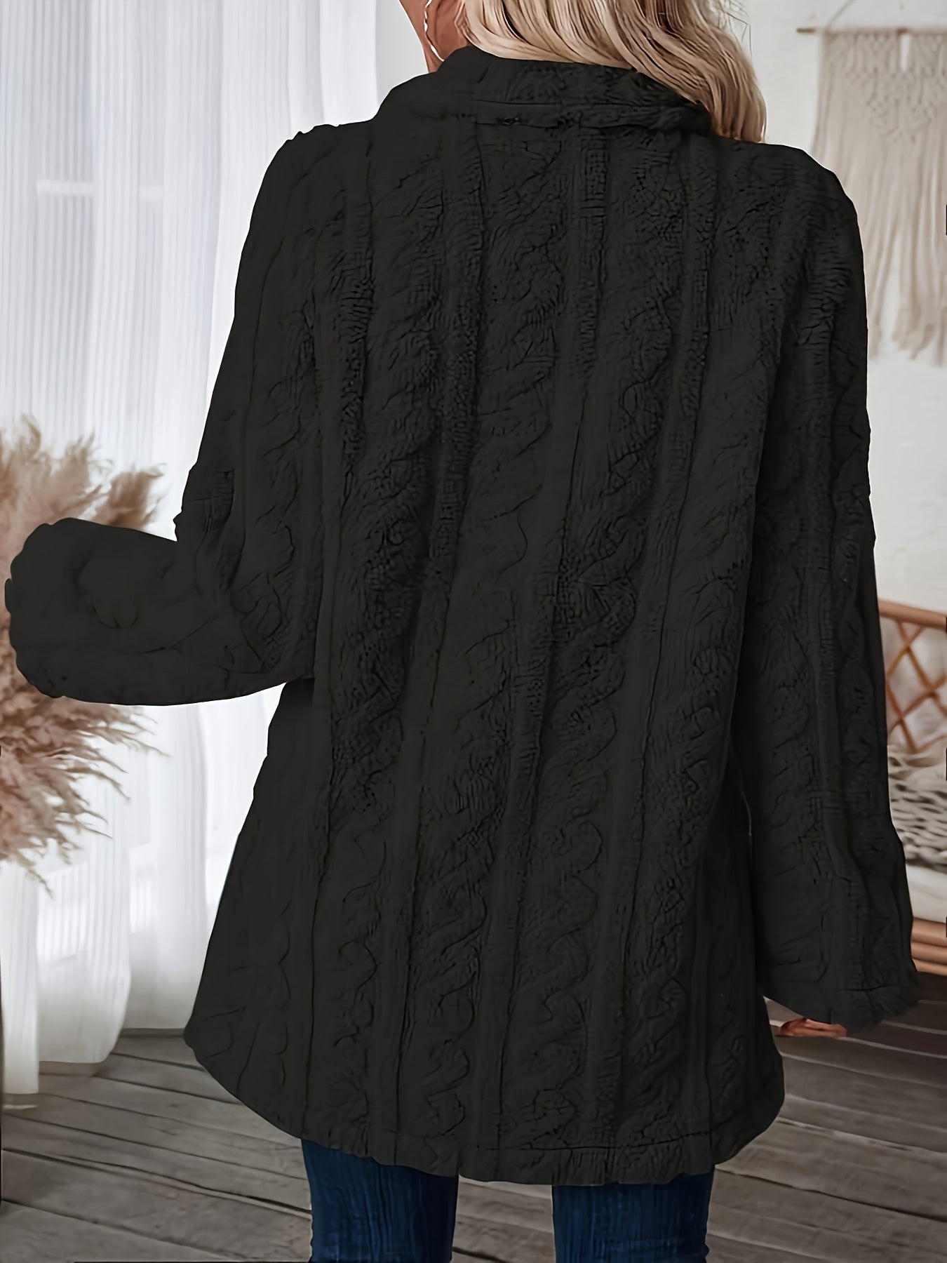 Sixsr Double-breasted Teddy Bear Coat, Casual Thermal Lapel Neck Long Sleeve Plush Jacket For Winter, Women's Clothing