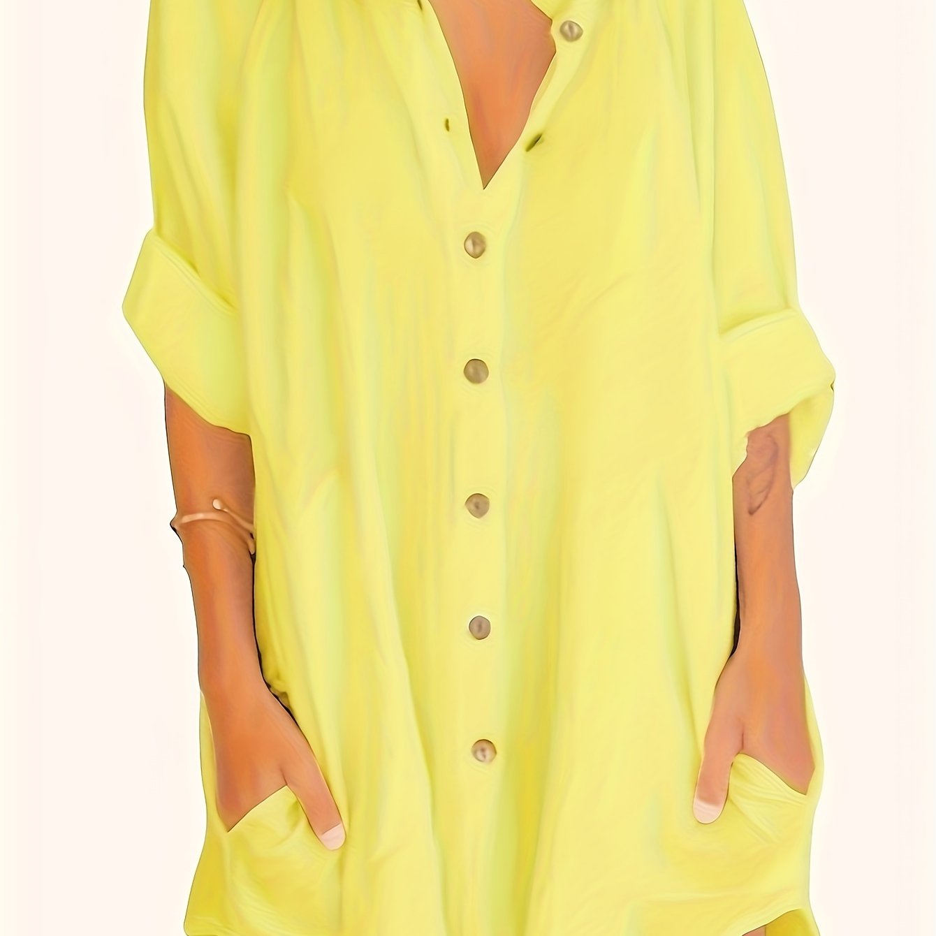 Sixsr Long Sleeve Shirt Dress, Button Up Casual Dress, Women's Clothing