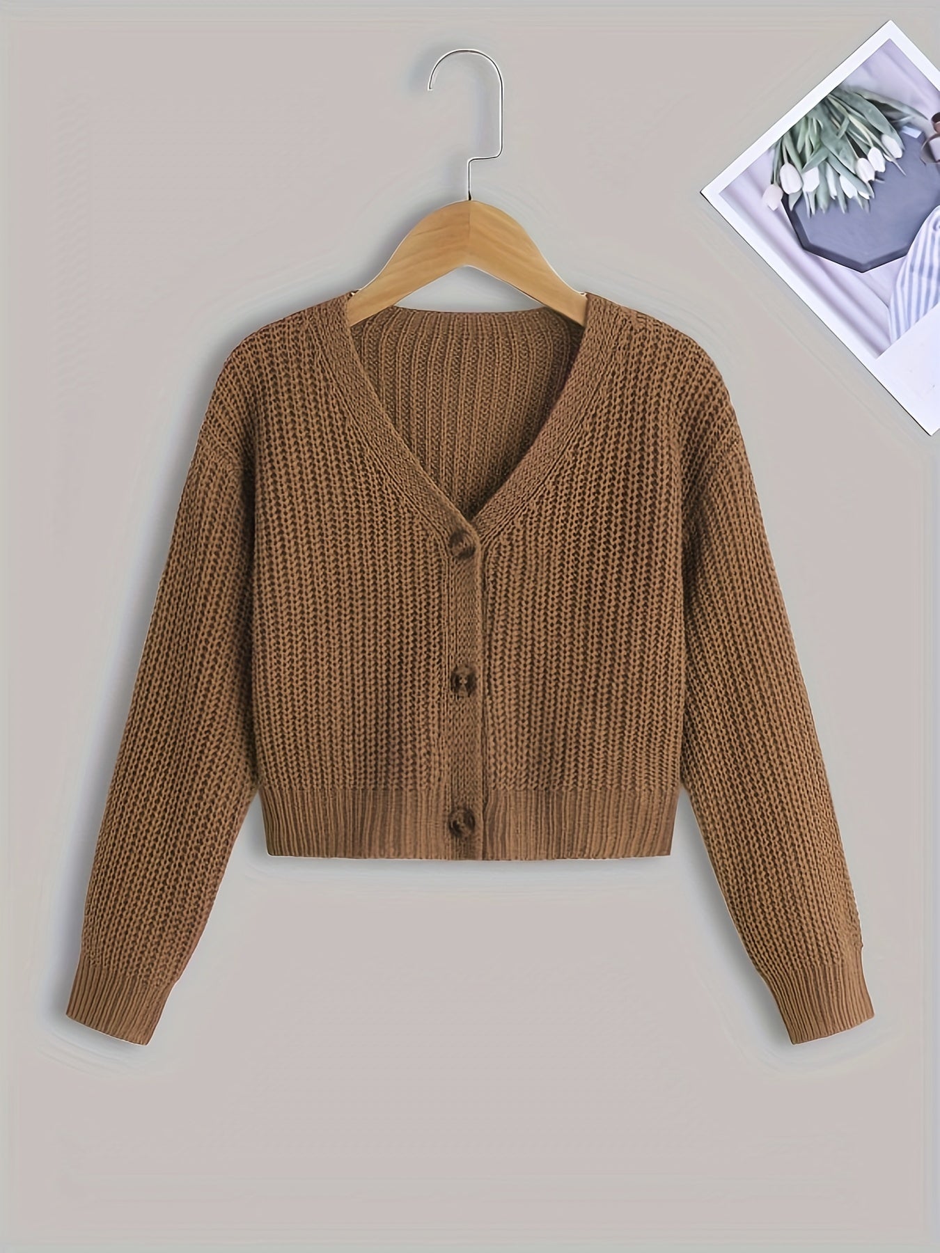 Sixsr Girls Casual & Elegant Ribbed Button Up Cardigan Long Sleeve Sweater For Spring And Autumn