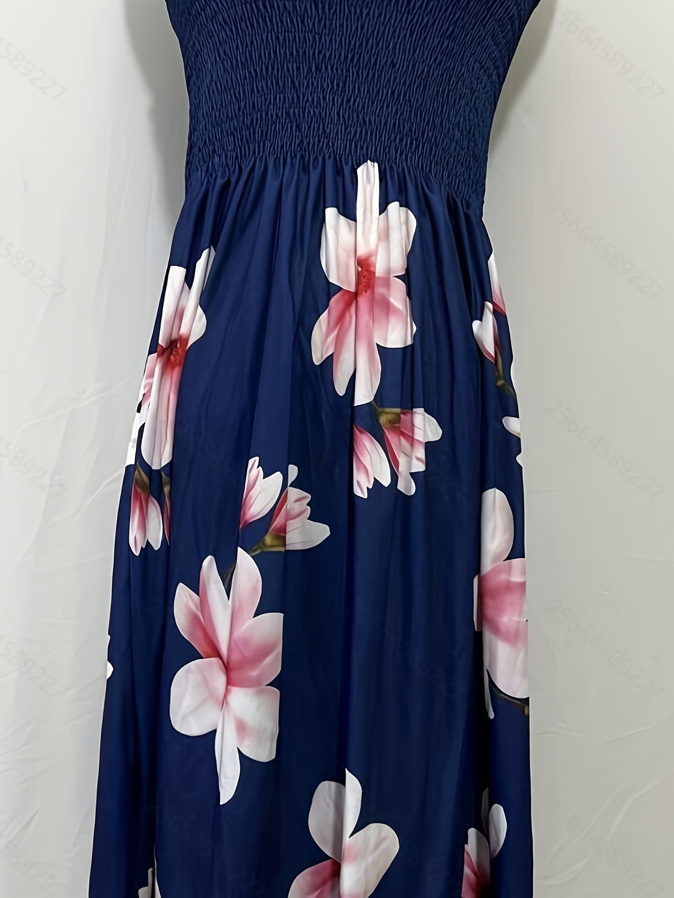 Sixsr Floral Print Shirred Tube Dress, Casual Backless Dress For Spring & Summer, Women's Clothing