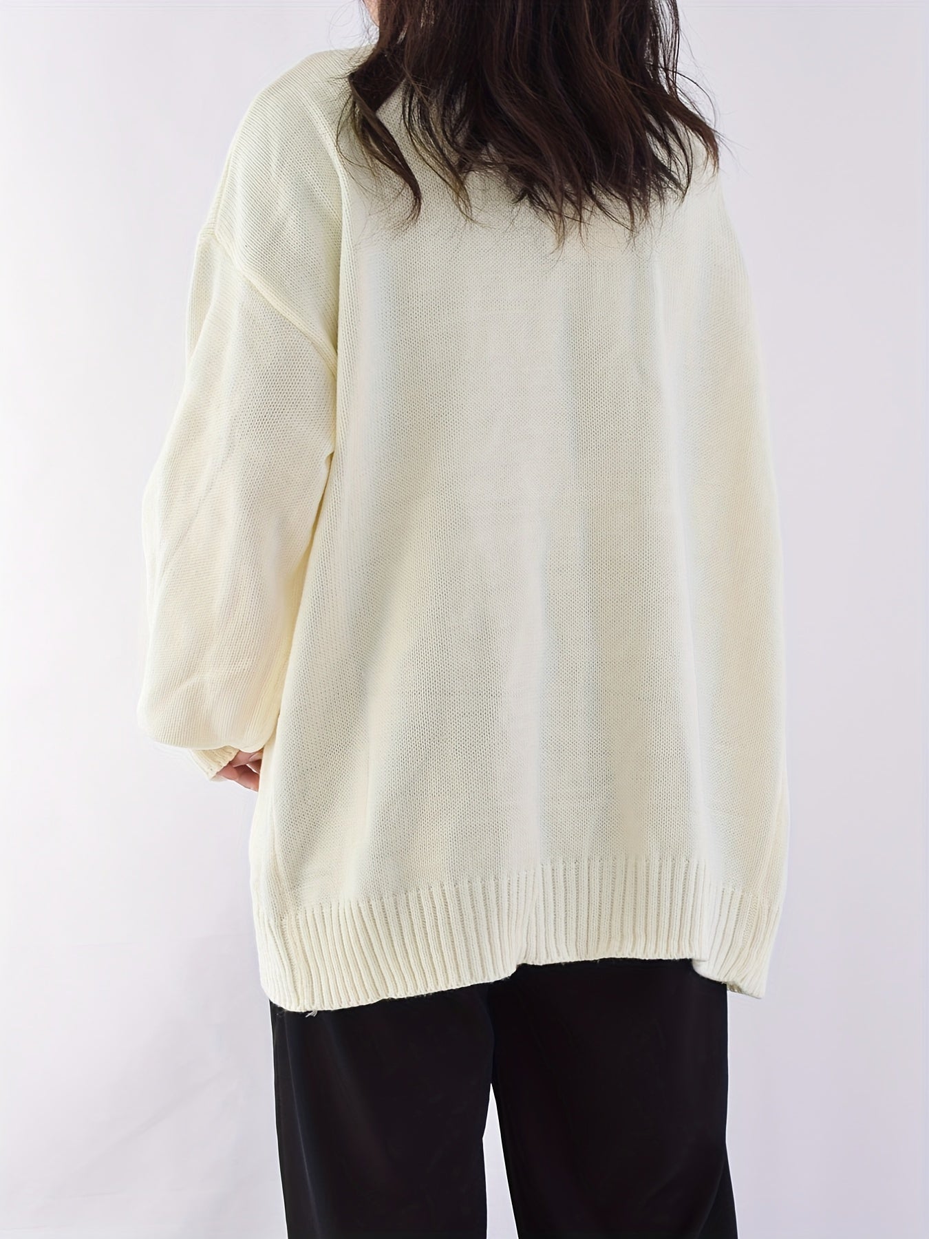 Sixsr Button Front Pockets Cardigan, Elegant Long Sleeve Cadigan For Spring & Fall, Women's Clothing