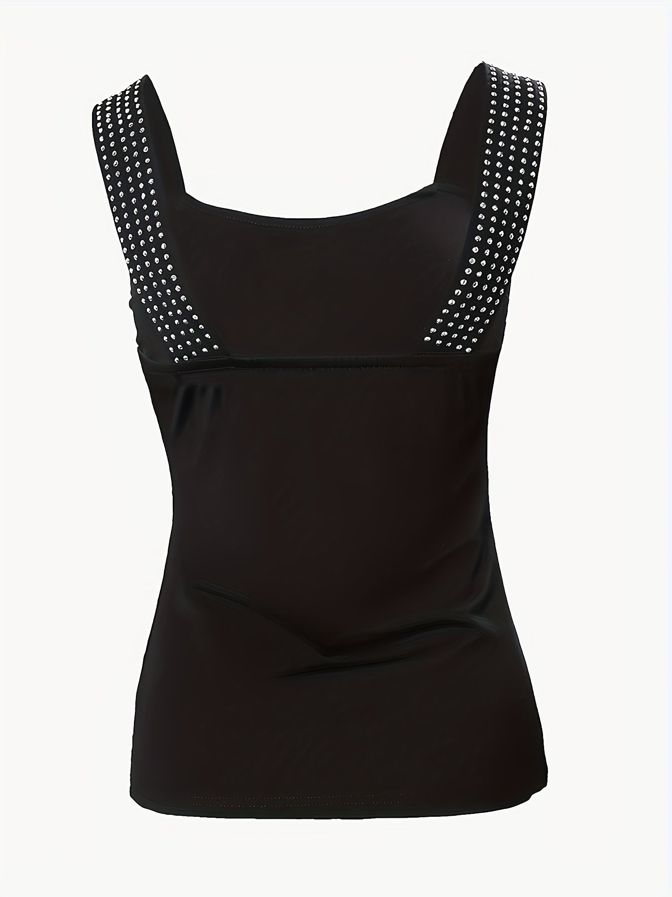 Sixsr Rhinestone Tank Top, Sleeveless Casual Top For Summer & Spring, Women's Clothing
