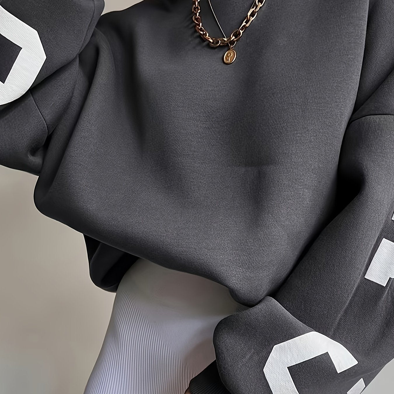 Sixsr Girls' Casual Letter Print Crew Neck Sweatshirt Loose Fit Kids Long Sleeve Pullover For Streetwear