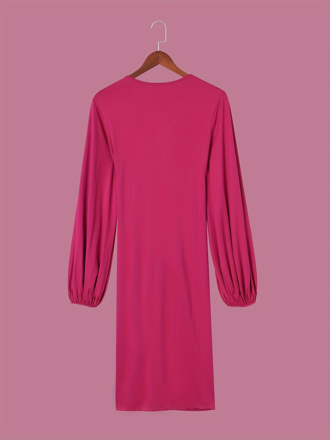 Sixsr Twist Front V Neck Dress, Elegant Long Sleeve Dress For Spring & Fall, Women's Clothing