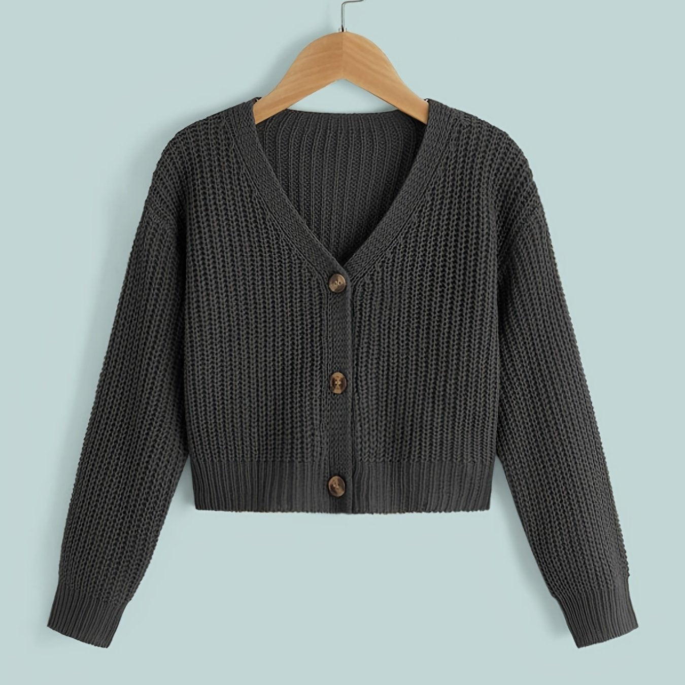 Sixsr Girls Casual & Elegant Ribbed Button Up Cardigan Long Sleeve Sweater For Spring And Autumn