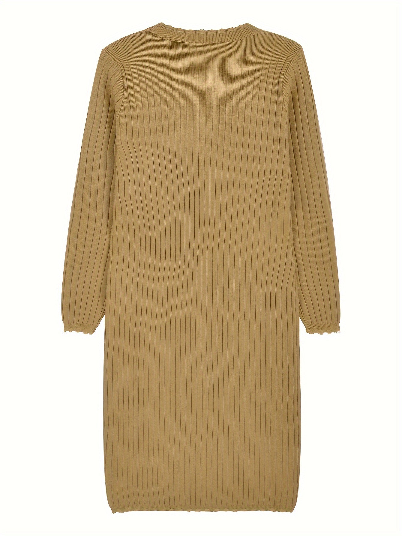 Sixsr Button Front Solid Dress, Elegant Long Sleeve Dress For Spring & Fall, Women's Clothing