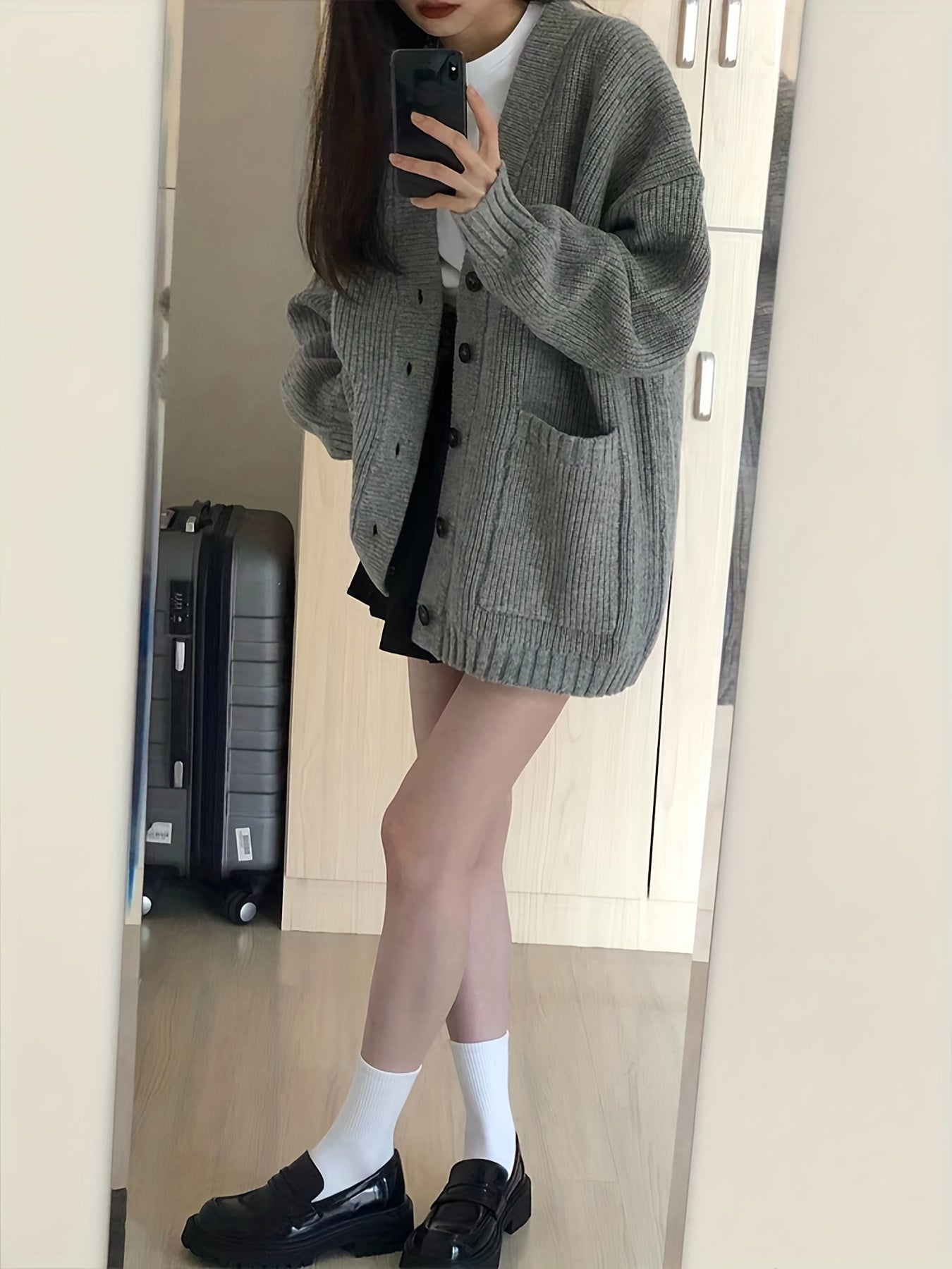 Sixsr Solid Button Up Pocket Cardigan, Casual Long Sleeve Cardigan For Fall & Winter, Women's Clothing