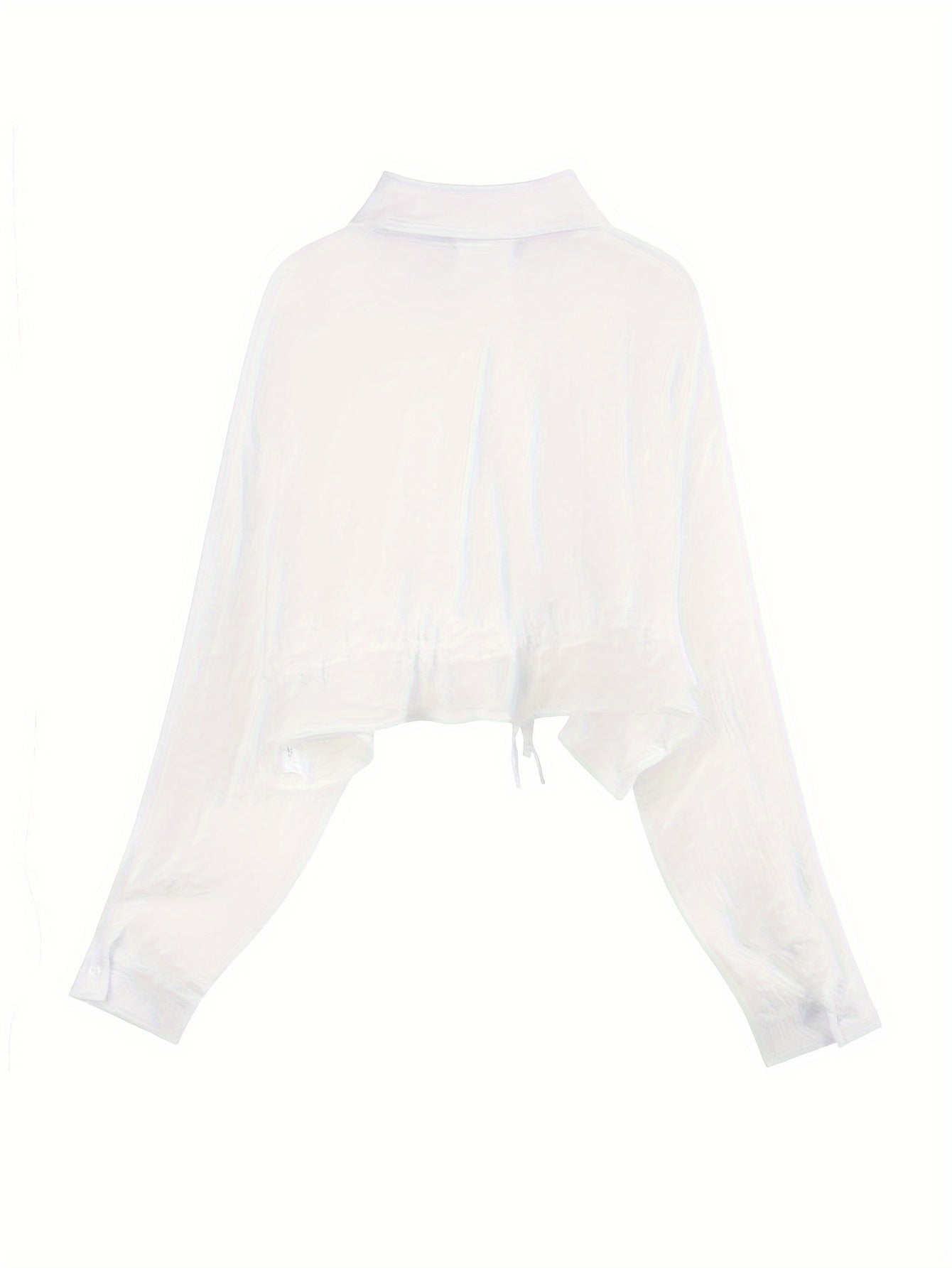 Sixsr Solid Drawstring Illusion Blouse, Casual Long Sleeve Blouse For Spring & Fall, Women's Clothing