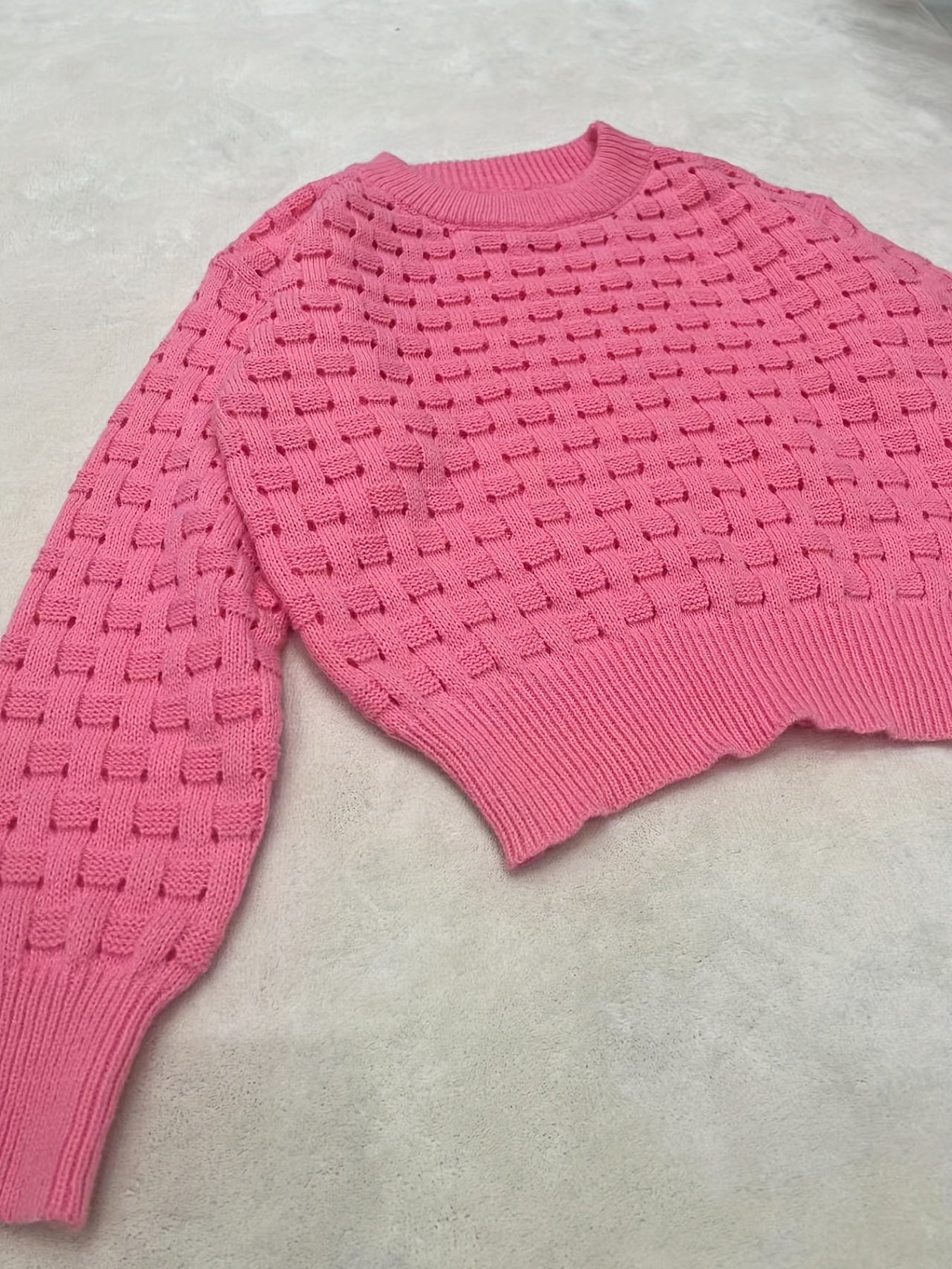 Sixsr Plaid Pattern Crew Neck Pullover Sweater, Casual Long Sleeve Sweater, Women's Clothing