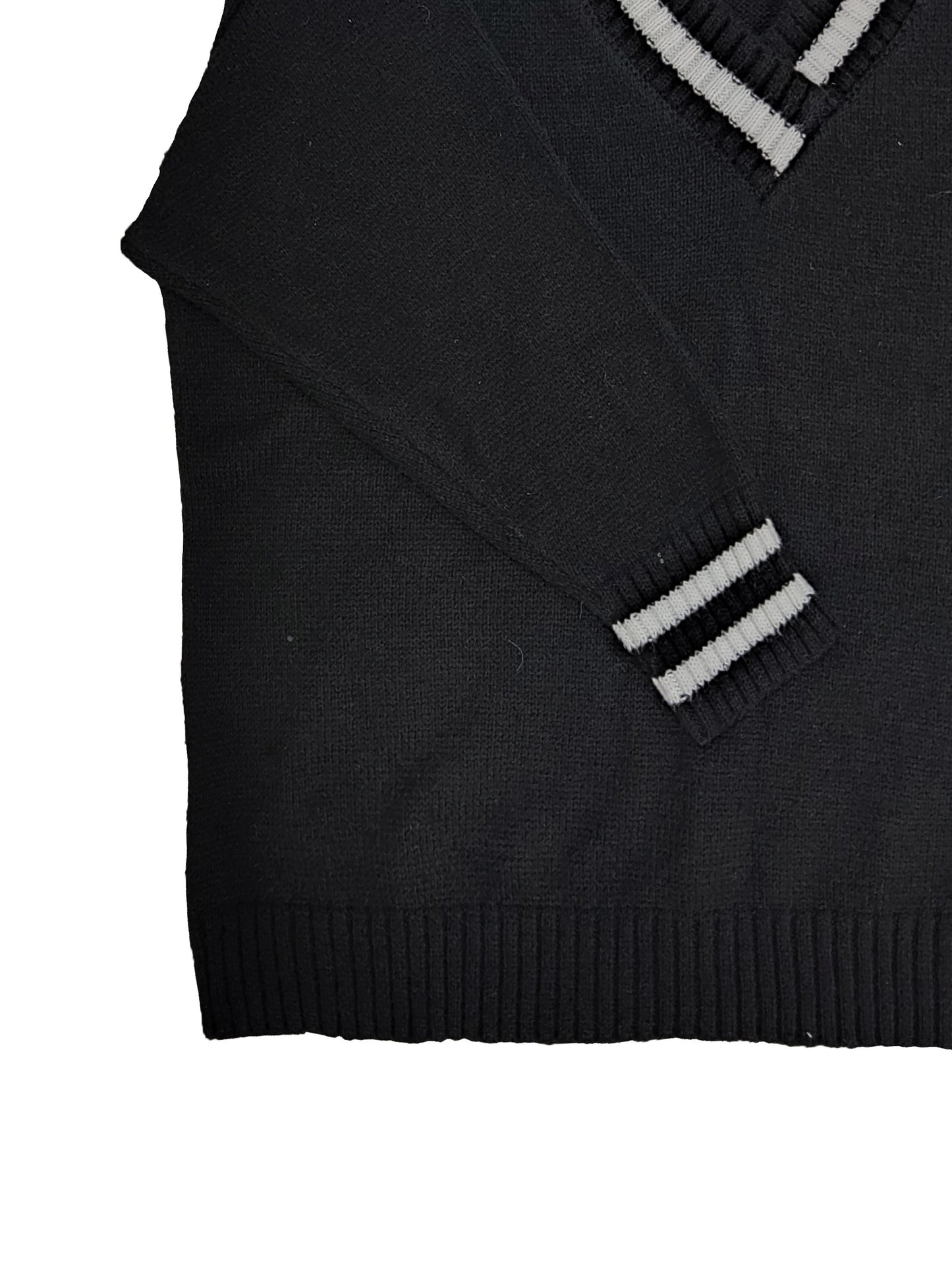 Sixsr Plus Size Casual Sweater, Women's Plus Stripe Print V Neck Long Sleeve Slight Stretch Pullover Sweater