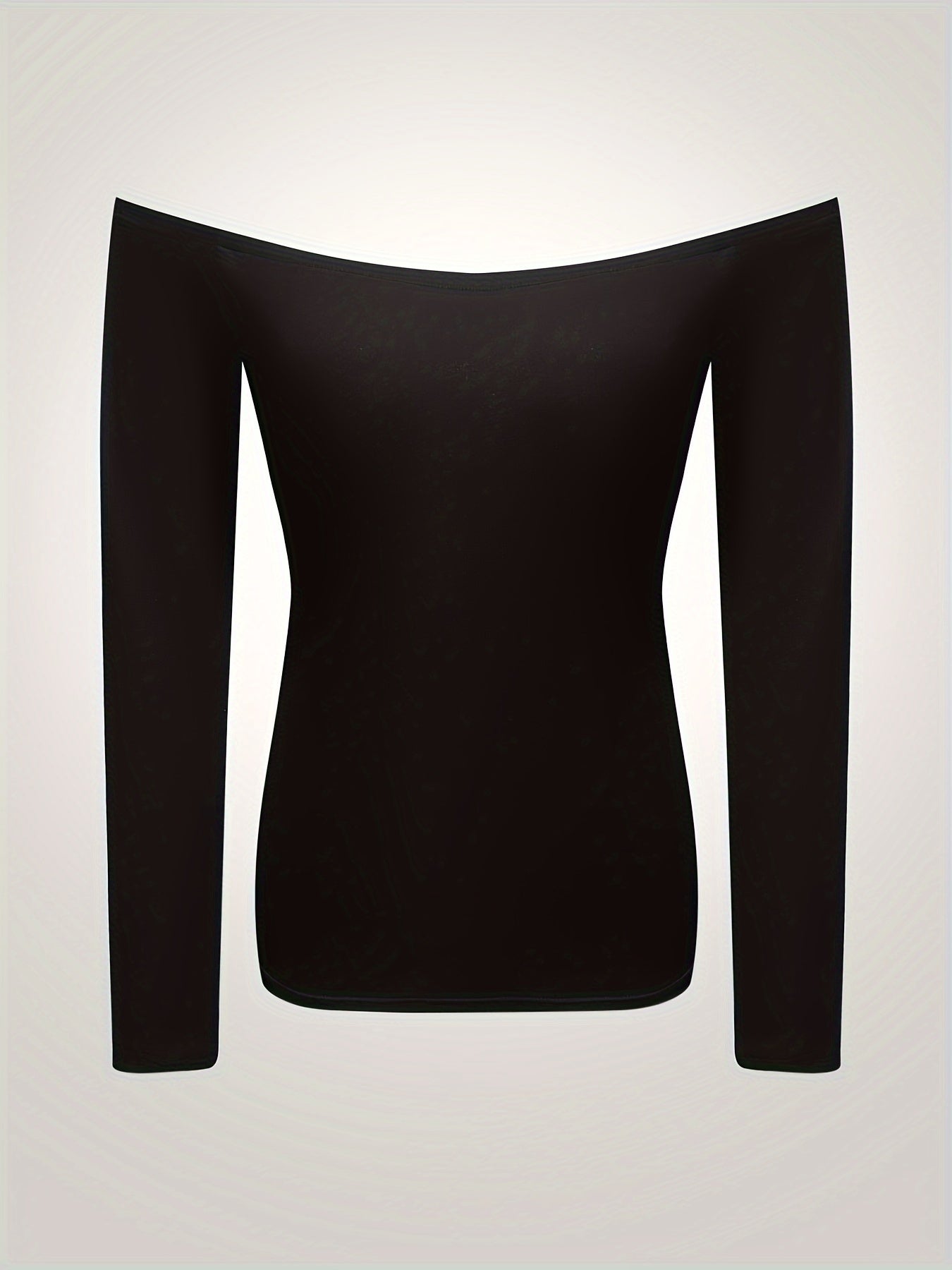 Sixsr Solid Slim Off Shoulder T-Shirt, Casual Long Sleeve Top For Spring & Fall, Women's Clothing