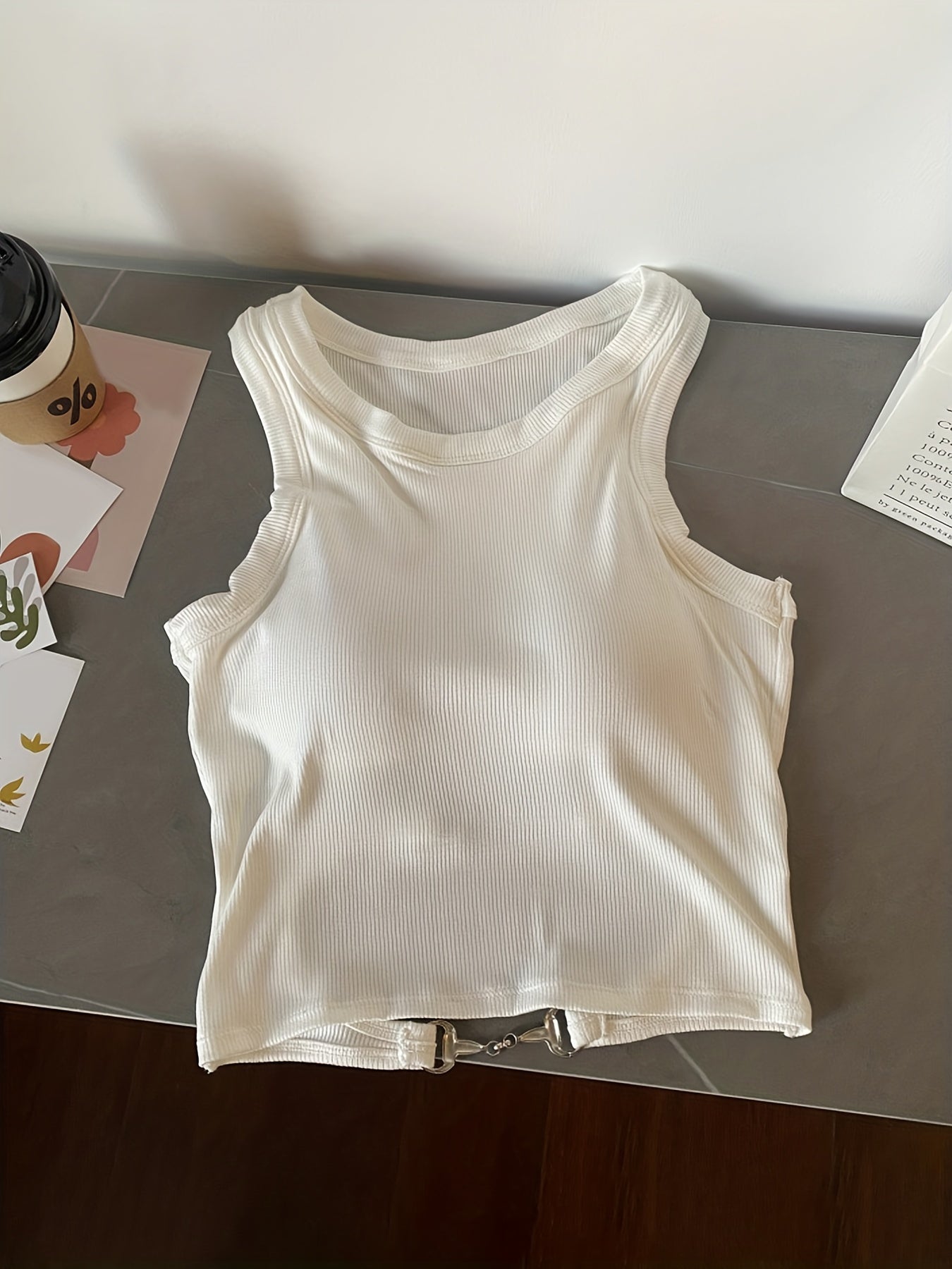 Sixsr Girls Ribbed Tank Top, Hot Backless Design Padded Sleeveless Top, Summer Clothes For 13-18 Y