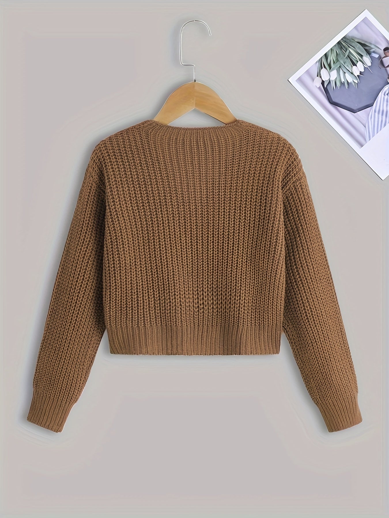 Sixsr Girls Casual & Elegant Ribbed Button Up Cardigan Long Sleeve Sweater For Spring And Autumn