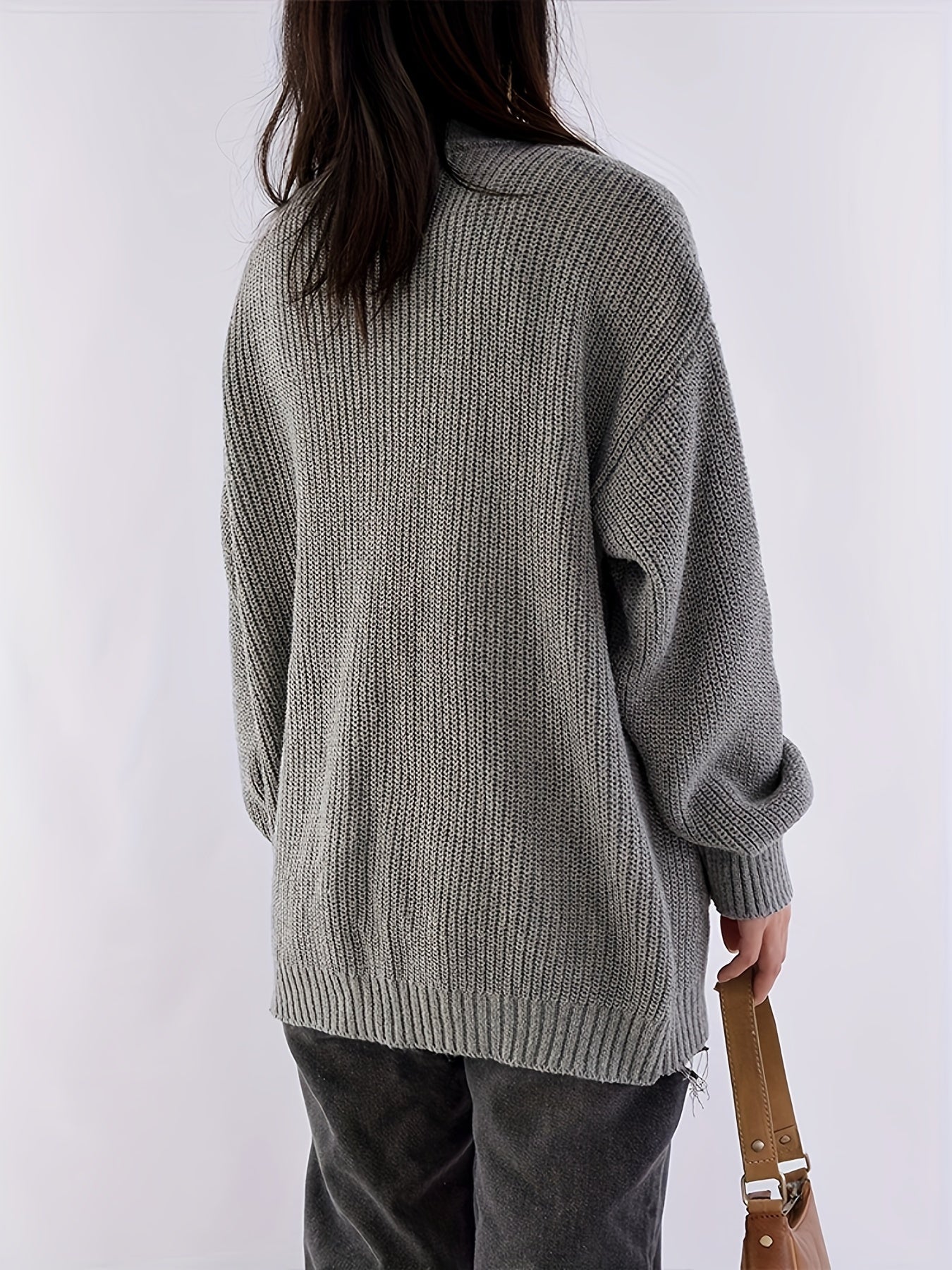 Sixsr Solid Button Up Pocket Cardigan, Casual Long Sleeve Cardigan For Fall & Winter, Women's Clothing