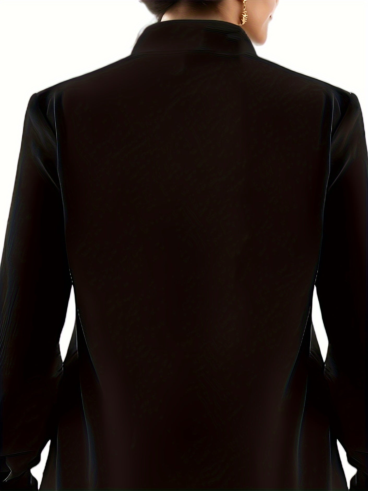 Sixsr Tucked Simple Blouse, Casual V Neck Long Sleeve Blouse, Women's Clothing