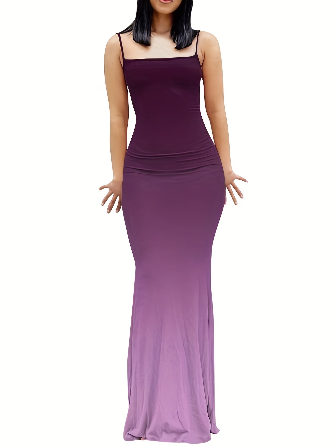 Sixsr Gradient Spaghetti Strap Dress, Sexy Sleeveless Bodycon Maxi Dress, Women's Clothing