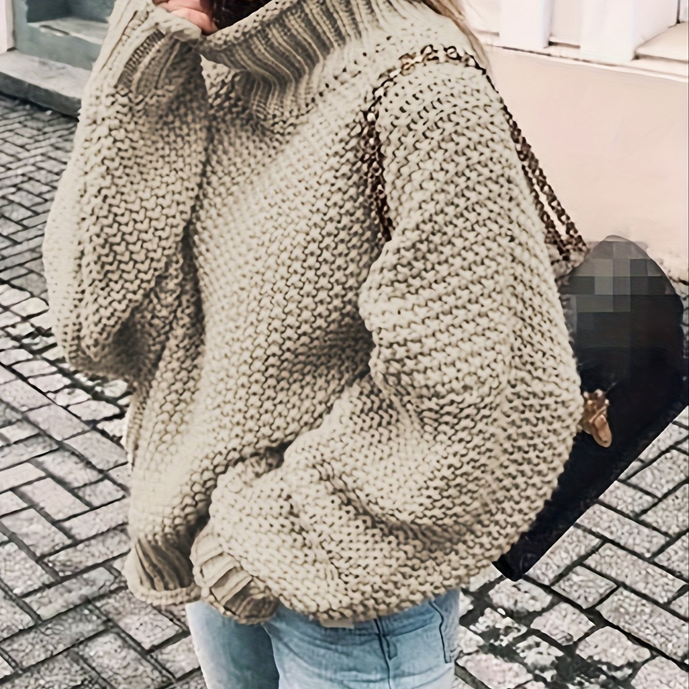 Sixsr Solid Turtle Neck Pullover Sweater, Casual Long Sleeve Sweater For Fall & Winter, Women's Clothing