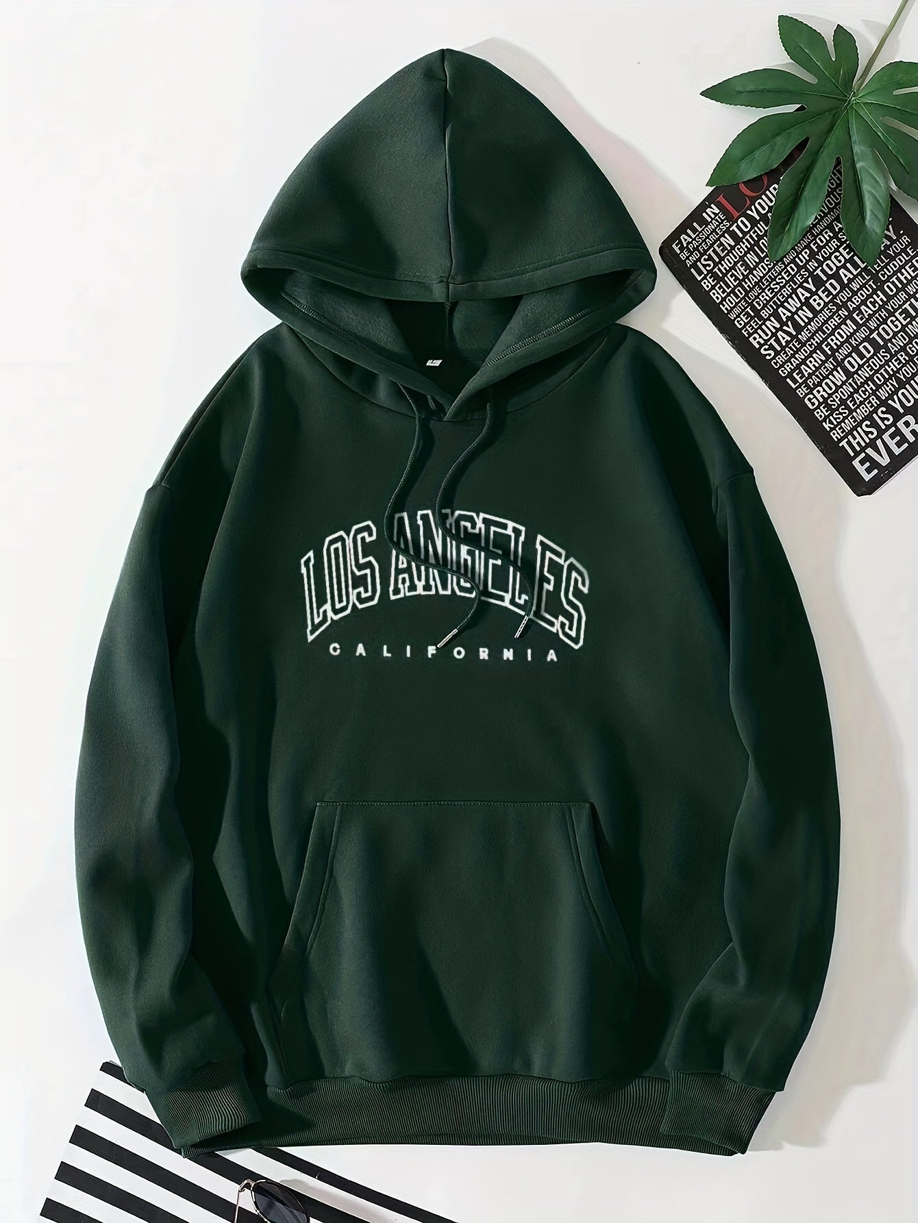 Sixsr Letter Print Kangaroo Pocket Preppy Hoodie, Casual Drawstring Long Sleeve Hoodies Sweatshirt, Women's Clothing