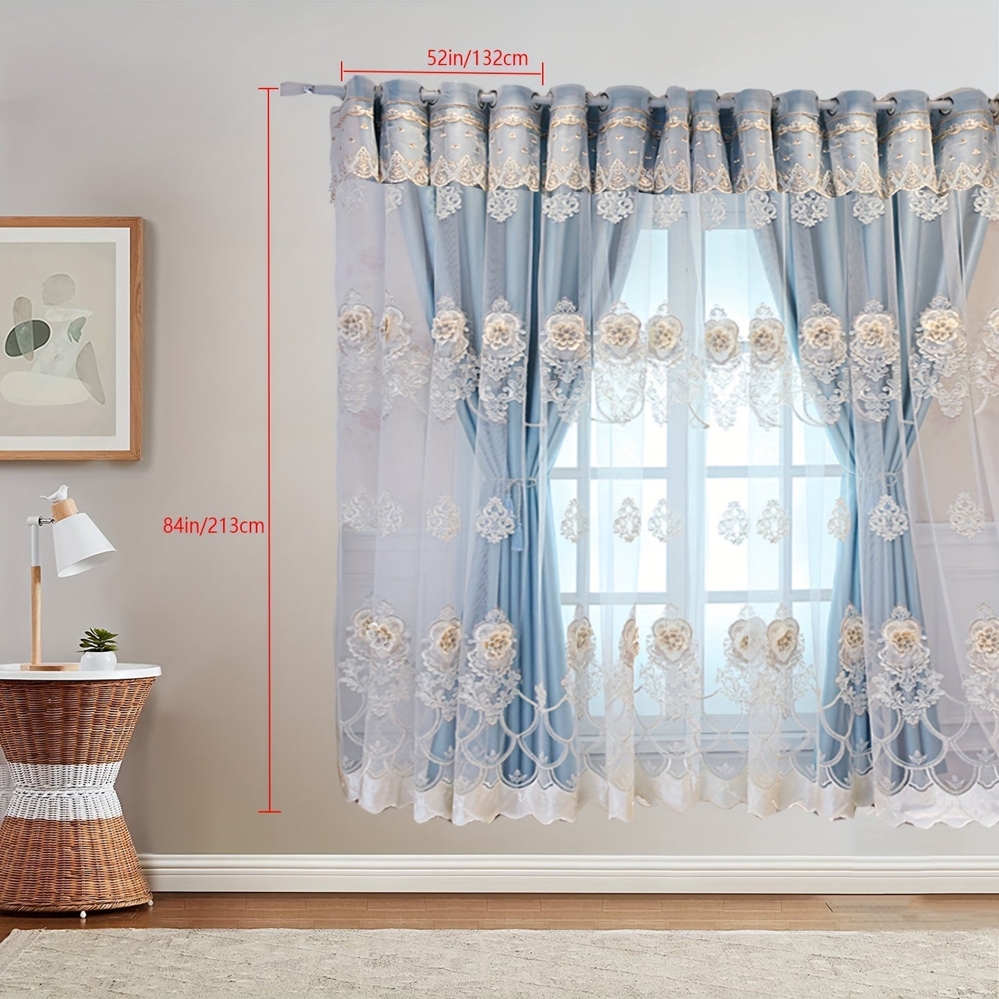 2 Panels Exquisite European-Style Floral Embossed Jacquard Double Layer Blackout Curtains - Enhance Home Decor with Grommet Top, Thermal Insulation, and Light Blocking - Perfect for Living Room and Bedroom Windows