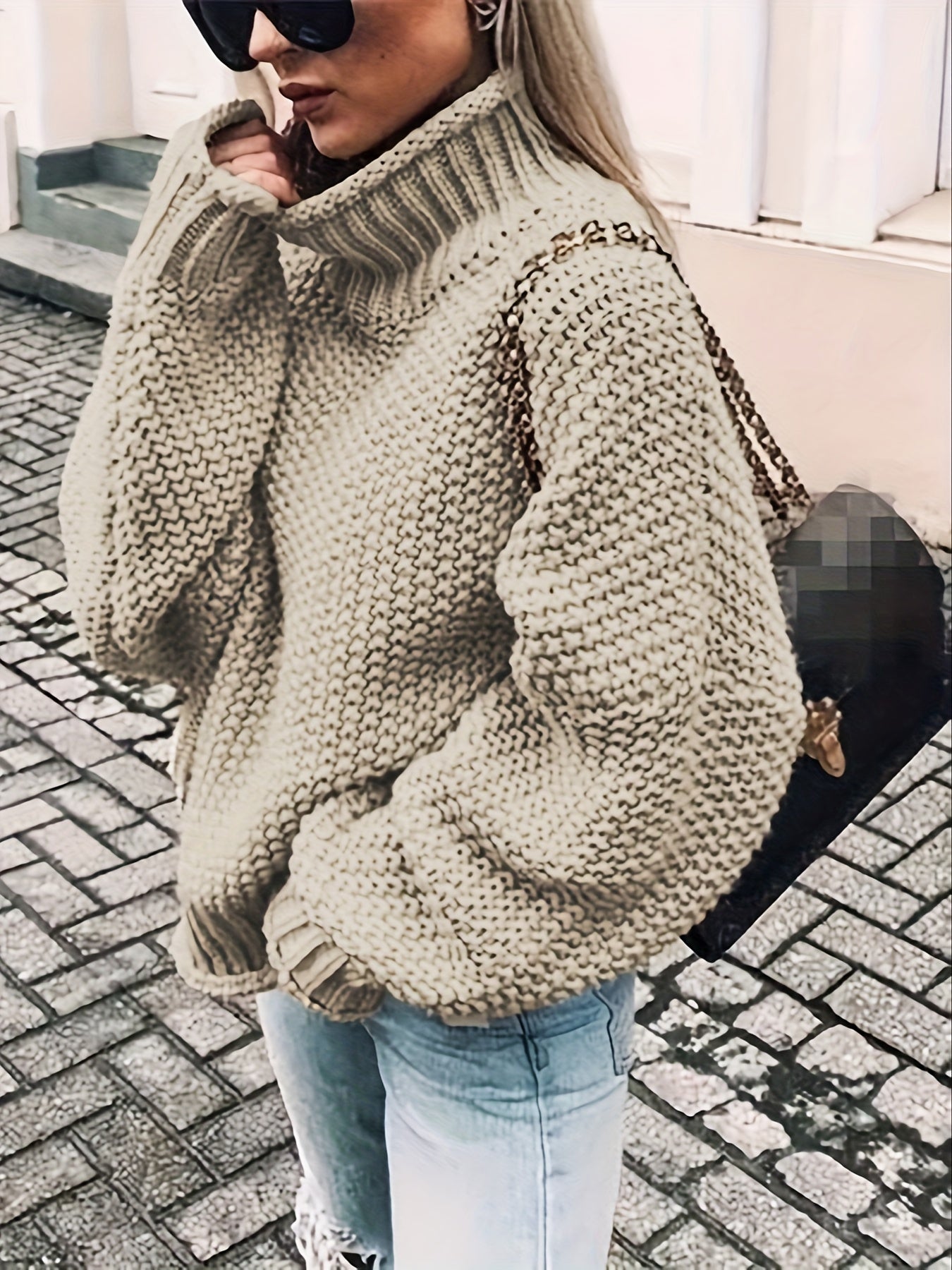 Sixsr Solid Turtle Neck Pullover Sweater, Casual Long Sleeve Sweater For Fall & Winter, Women's Clothing