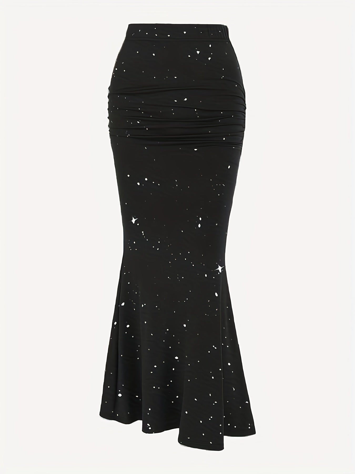 Elegant Sequin Ruched High Waist Skirt for Women - Perfect for Spring & Summer Fashion