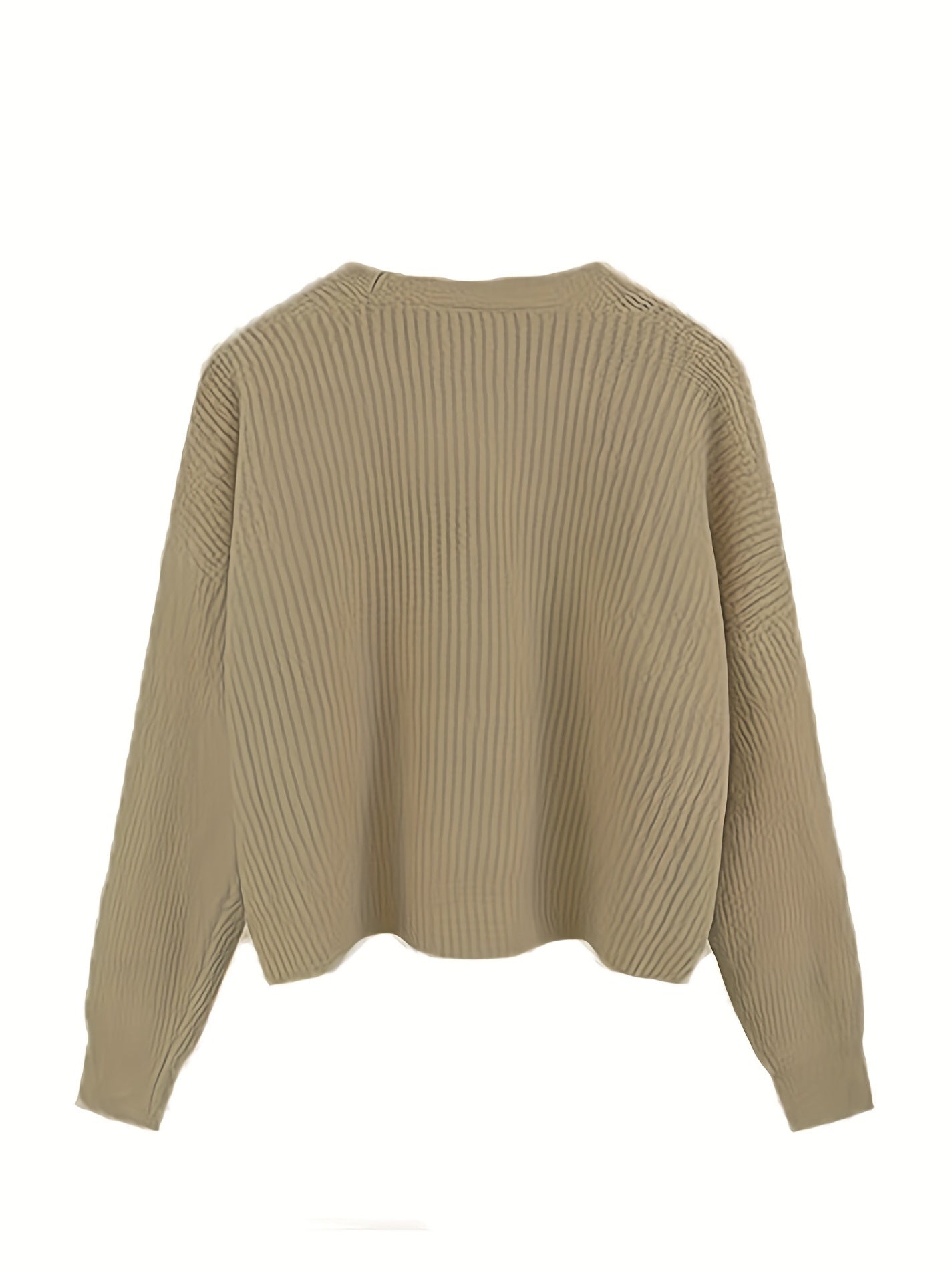 Sixsr Solid Button Front Knit Cardigan, Casual V Neck Long Sleeve Sweater, Women's Clothing