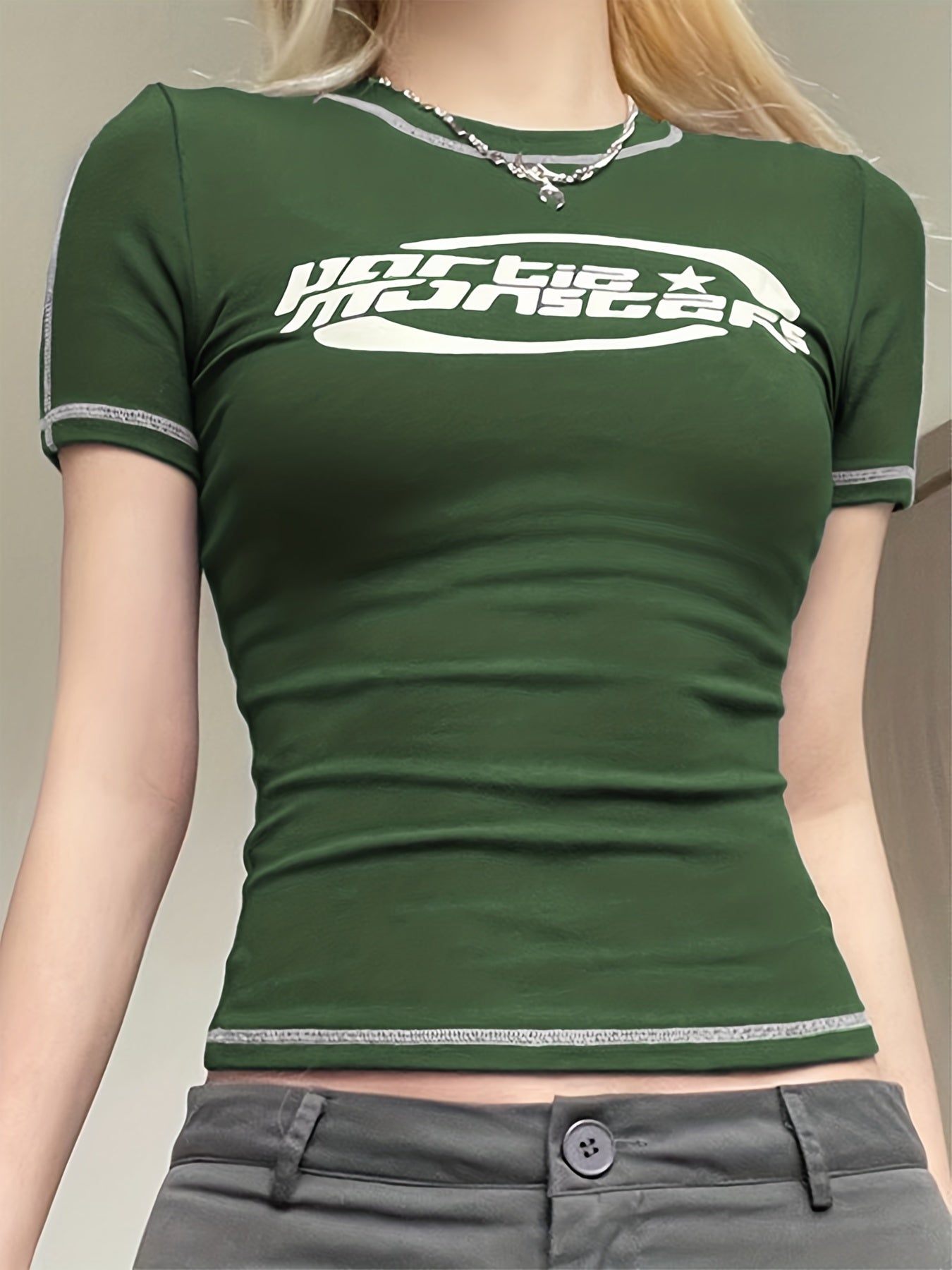 Sixsr Y2K Short Sleeve T-Shirt, Summer Casual Top, Women's Clothing