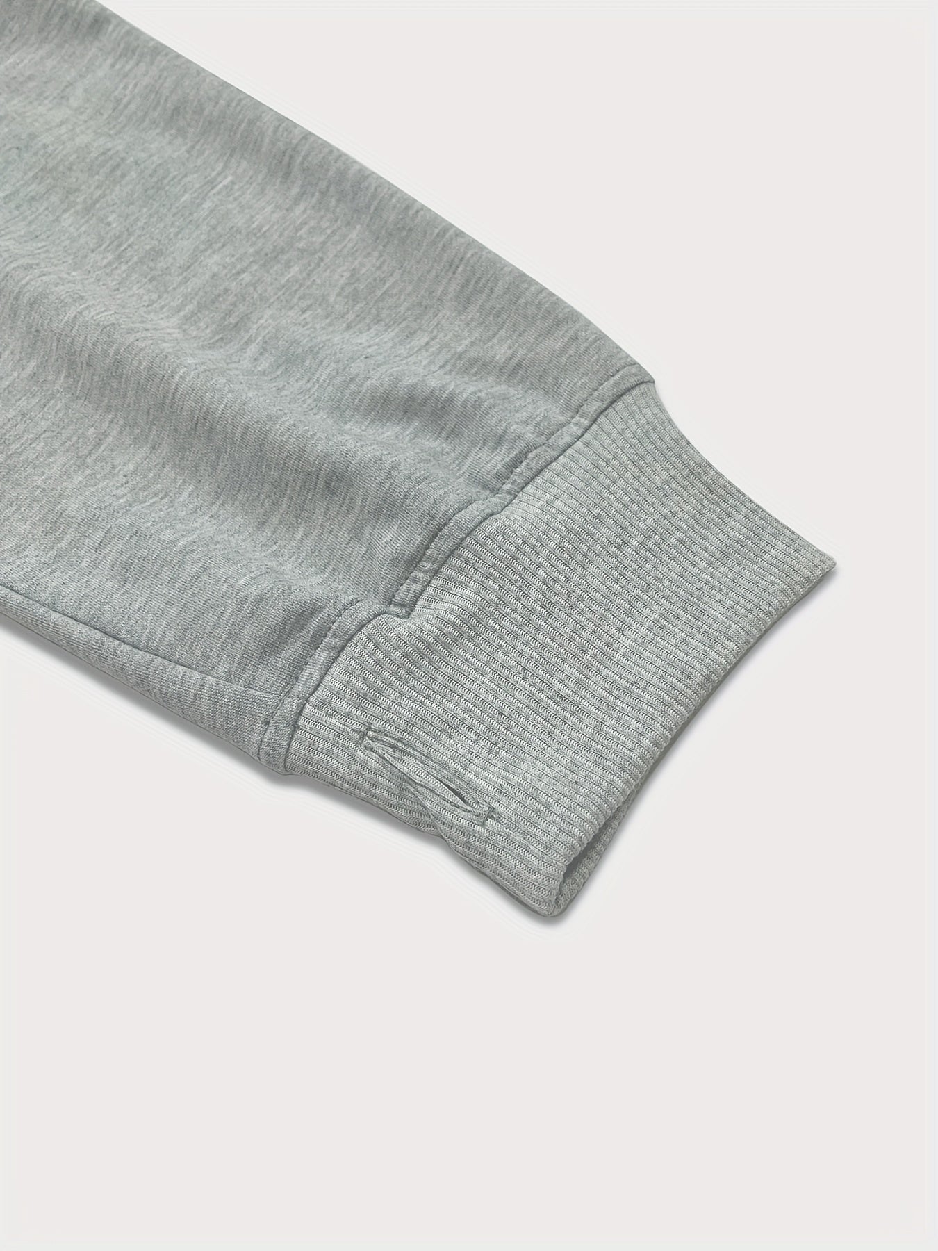 Sixsr Plus Size Casual Sweatshirt, Women's Plus Heathered Zip Up Long Sleeve Crop Hoodie Sweatshirt With Pockets & Thumb Hole