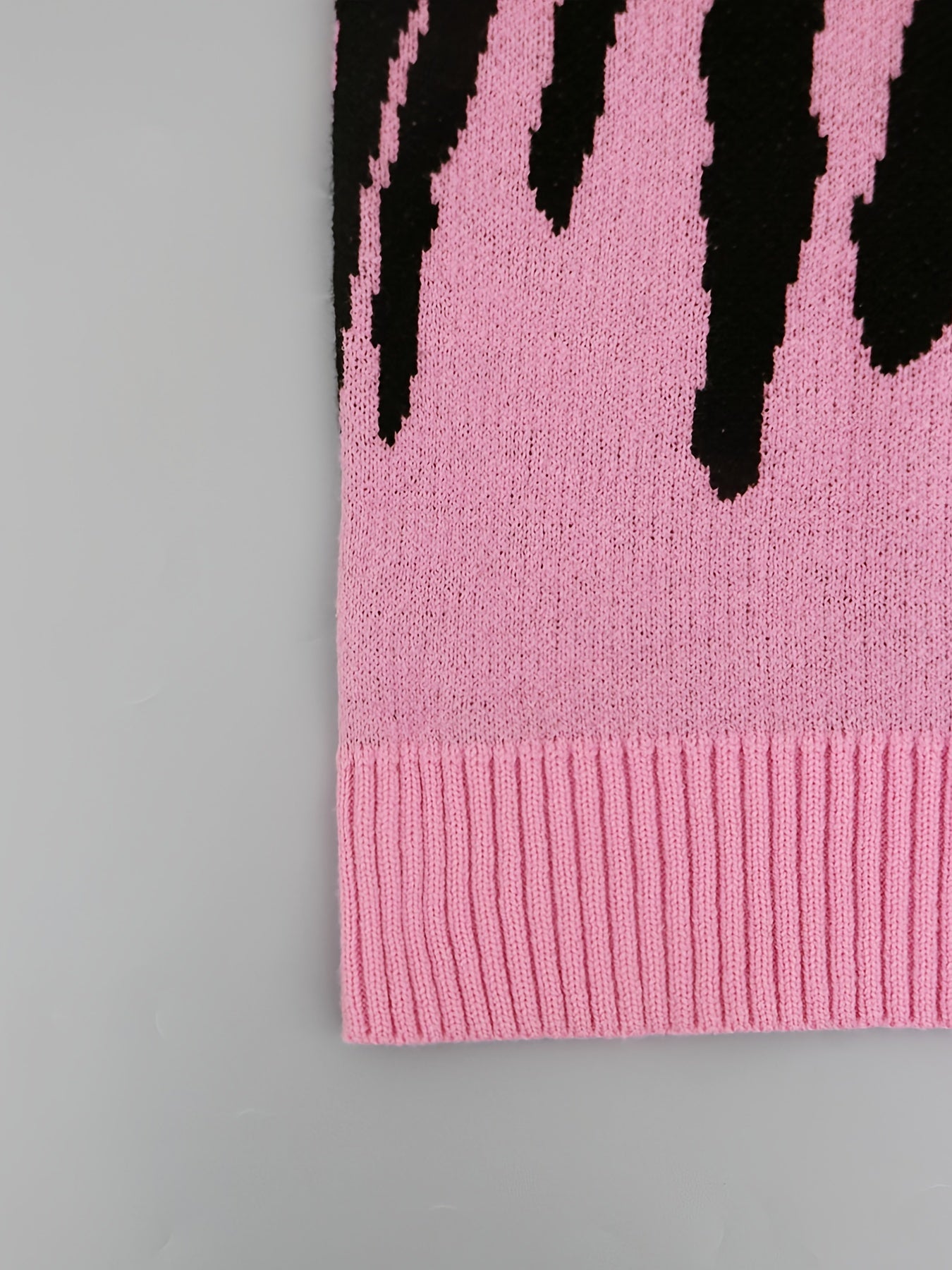 Sixsr Flame Pattern Sweater Dress, Casual Crew Neck Long Sleeve Dress, Women's Clothing