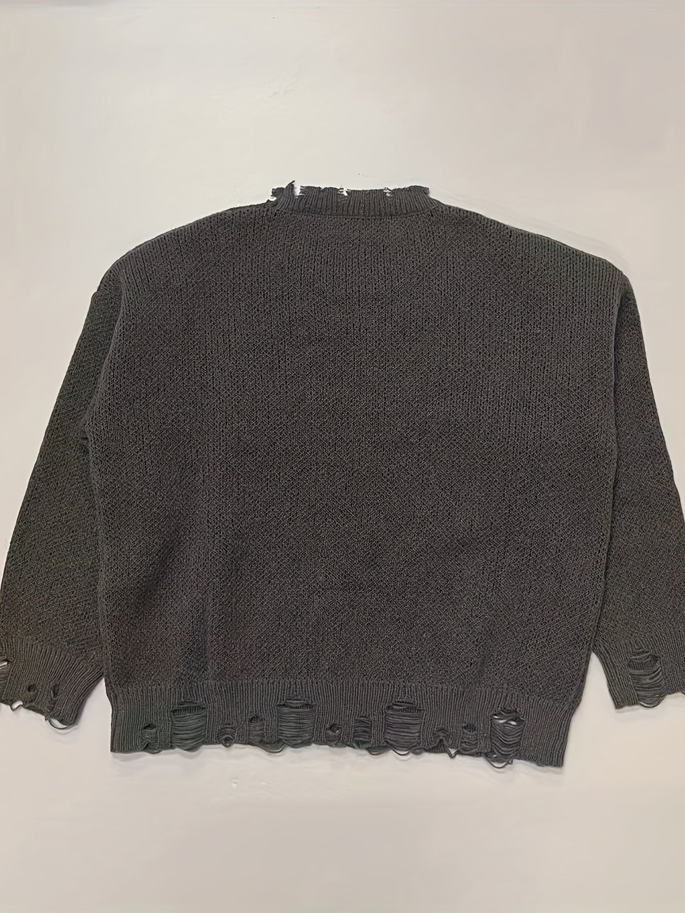Sixsr Skeleton Pattern Ripped Pullover Sweater, Distress Long Sleeve Sweater For Fall & Winter, Women's Clothing