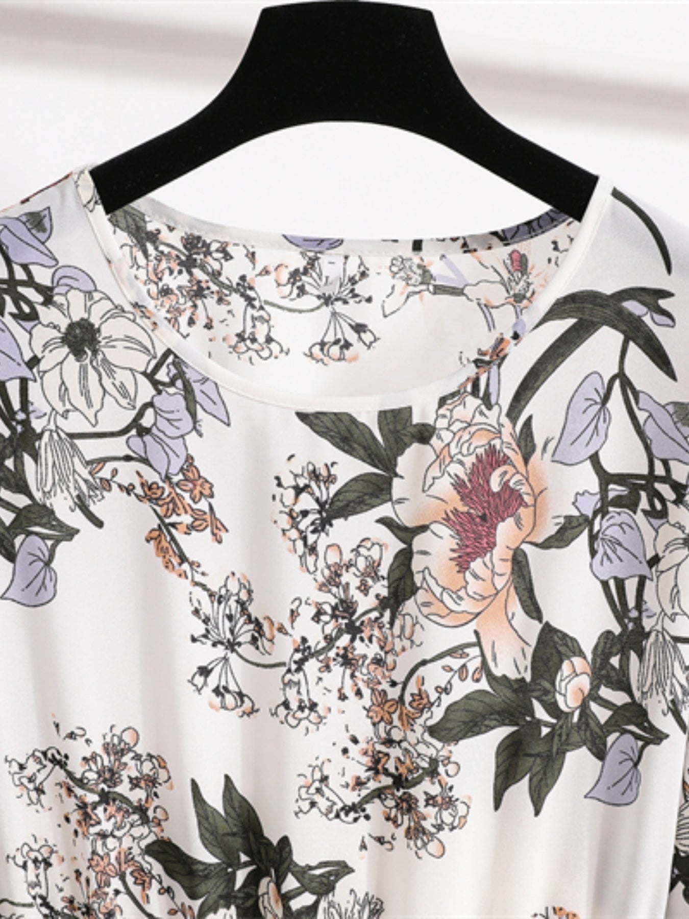 Sixsr Floral Print Ankle Dress, Casual Crew Neck Long Sleeve Dress, Women's Clothing