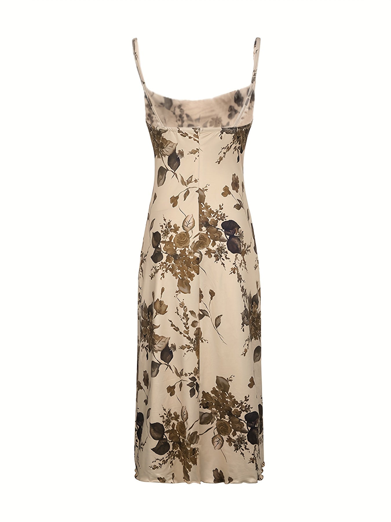 Sixsr Floral Print Spaghetti Strap Dress, Chic Backless Slim Dress, Women's Clothing