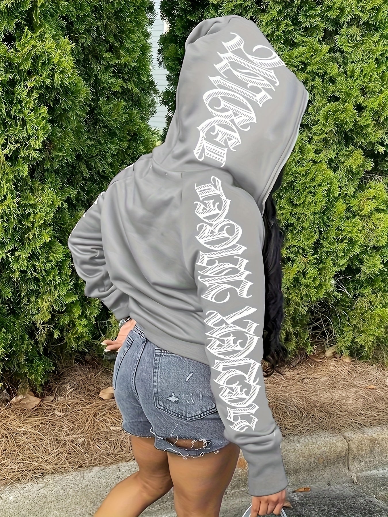 Sixsr Full Zip Up Hooded Sweatshirts, Long Sleeve Top Solid Color Jacket, Graphic Sweatshirt Hoodies Women's Sweatshirts