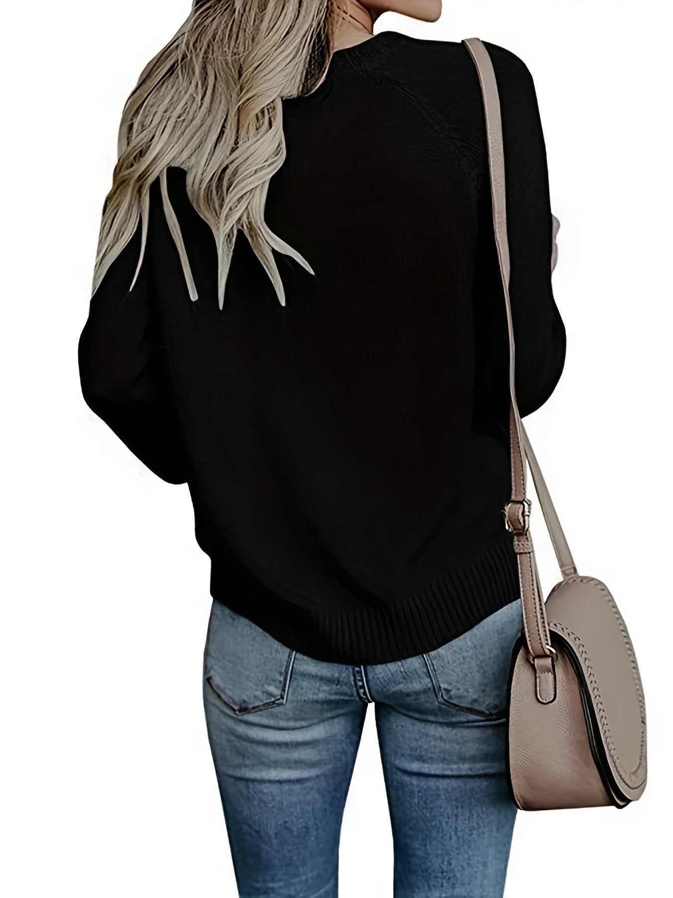Sixsr Heart Graphic Long Sleeve Sweater, Crew Neck Casual Sweater, Women's Clothing