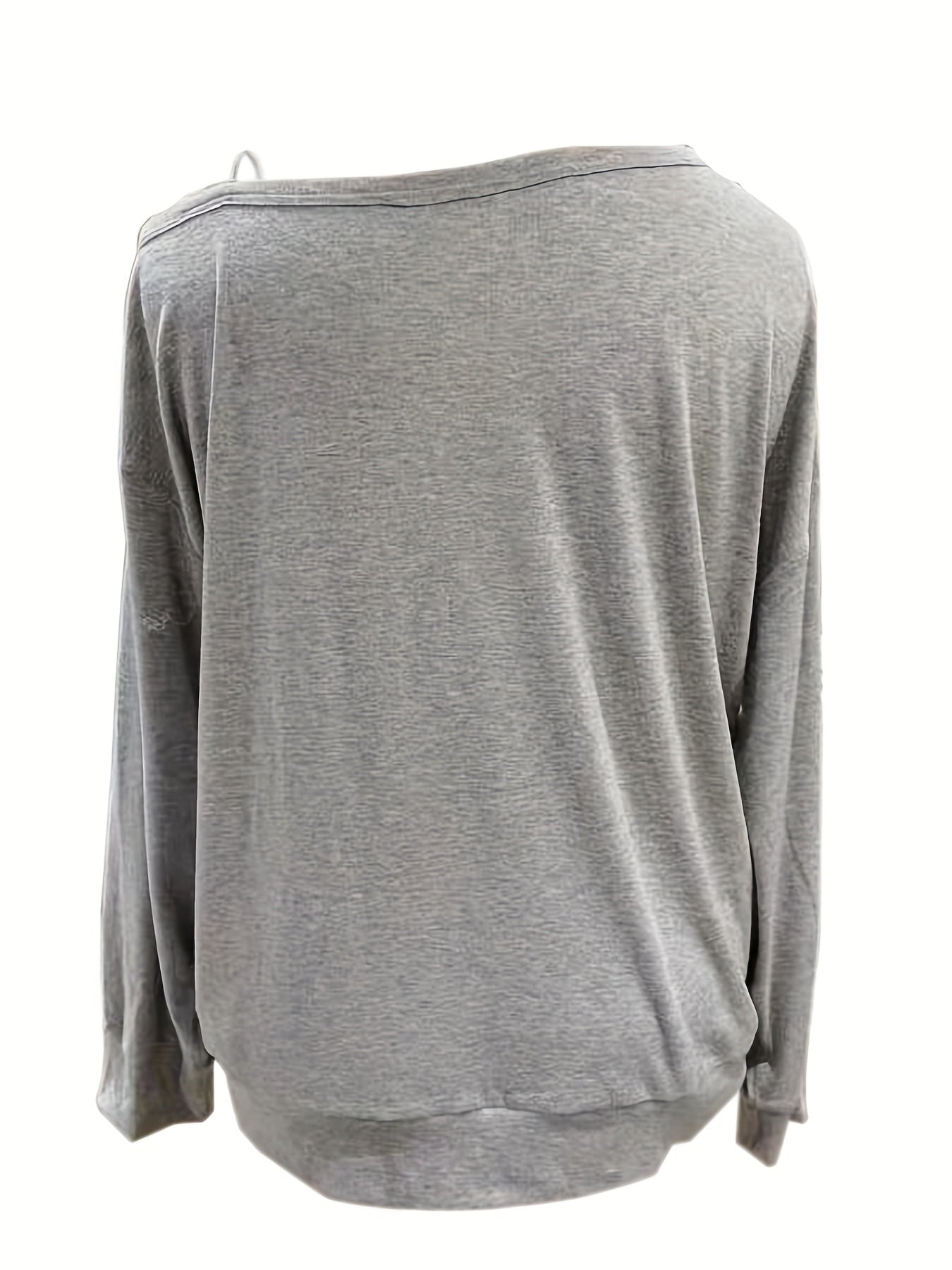 Sixsr Plus Size Casual Sweatshirt, Women's Plus Solid One Shoulder Long Sleeve Irregular Neck Slight Stretch Pullover Sweatshirt, Casual Tops For Fall & Winter, Plus Size Women's Clothing