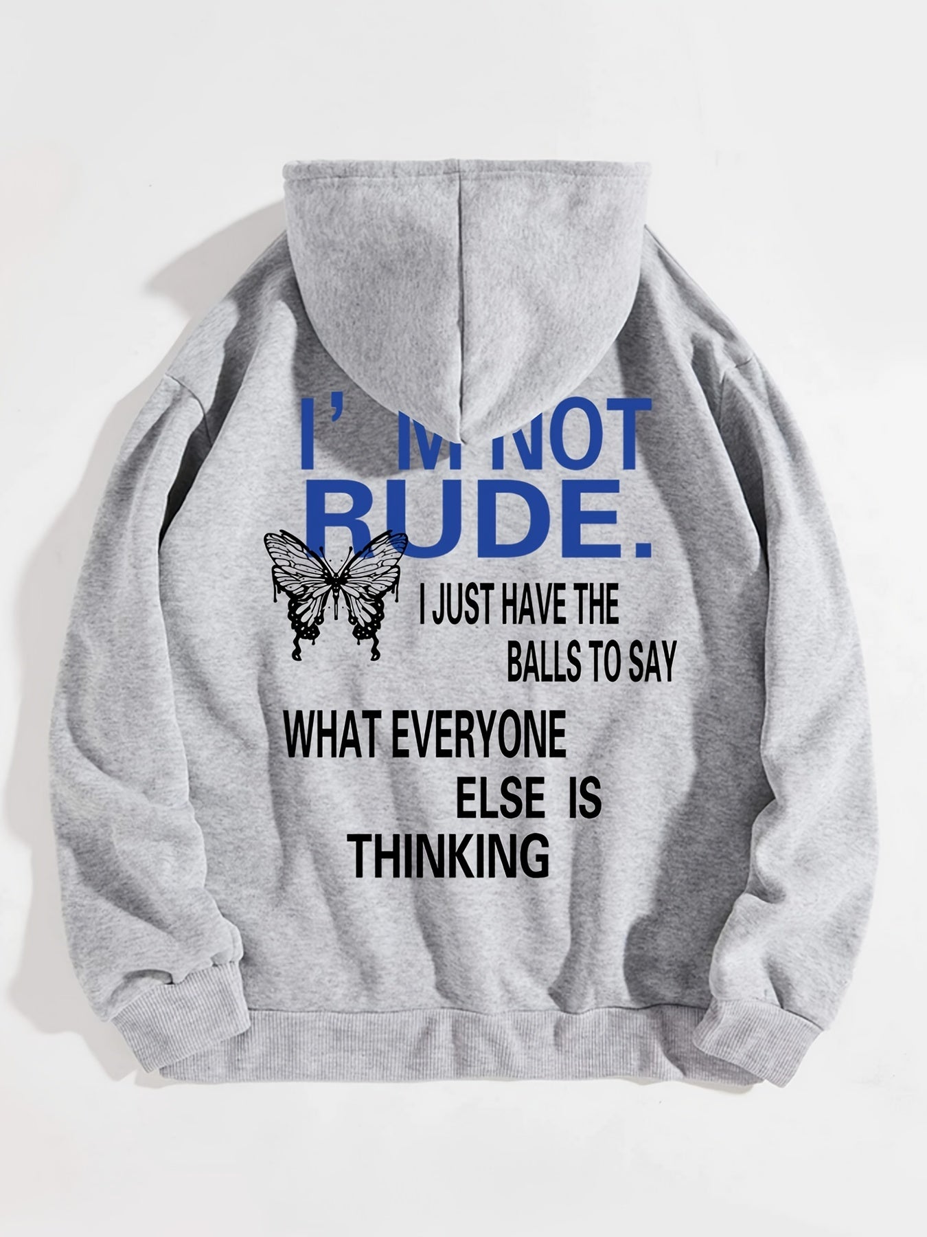 Sixsr Butterfly Letter Print Drawstring Loose Hoodie, Casual Hooded Pocket Fashion Long Sleeve Sweatshirt, Women's Clothing