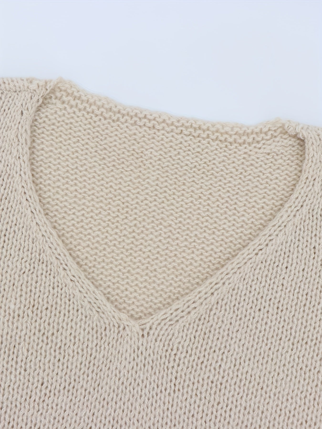 Sixsr Plus Size Casual Sweater, Women's Plus Letter Print Long Sleeve V Neck Medium Stretch Loose Sweater