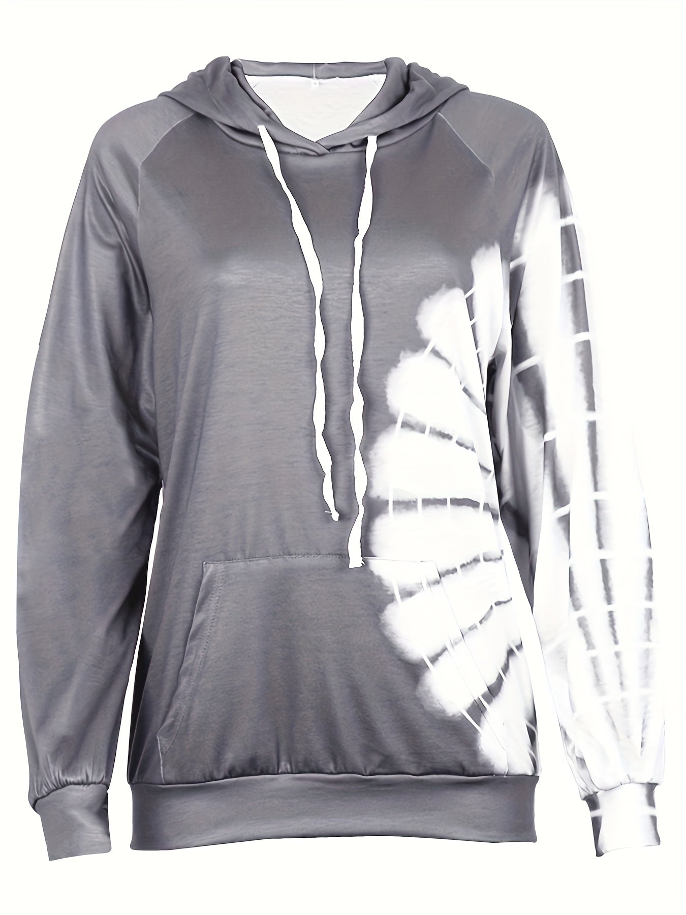 Sixsr Plus Size Casual Sweatshirt, Women's Plus Tie Dye Long Sleeve Drawstring Hooded Pullover Sweatshirt With Kangaroo Pockets, Casual Tops For Fall & Winter, Plus Size Women's Clothing