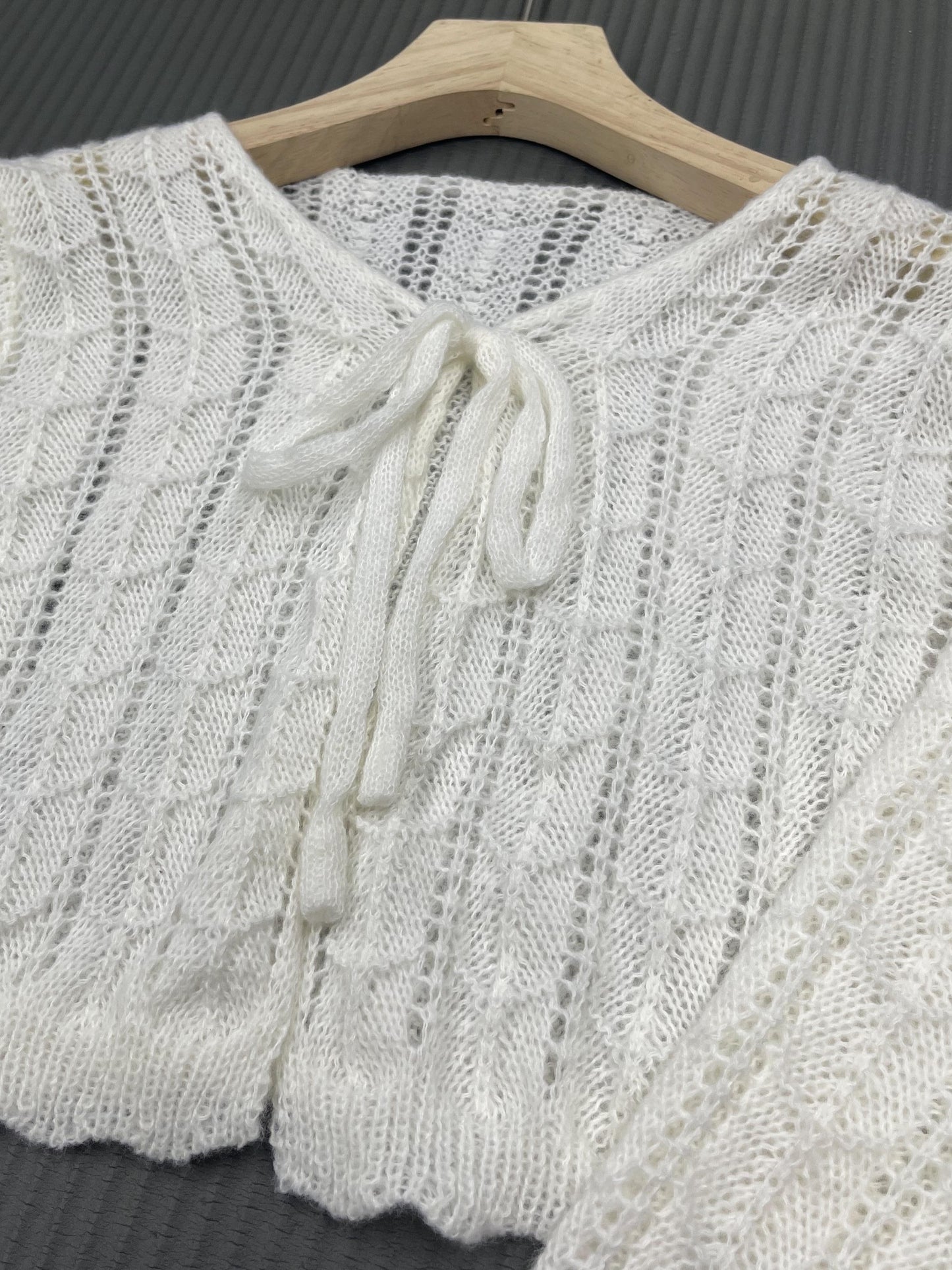 Sixsr Tie Front Knit Cardigan, Sexy Flared Sleeve Summer V Neck Sweater, Women's Clothing