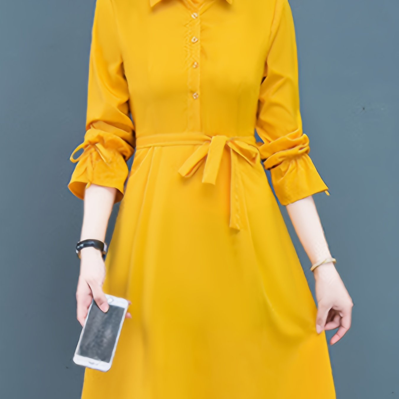 Sixsr Button Front Long Sleeve Shirt Dress, Casual Tie-waist Lapel Neck Dress, Women's Clothing