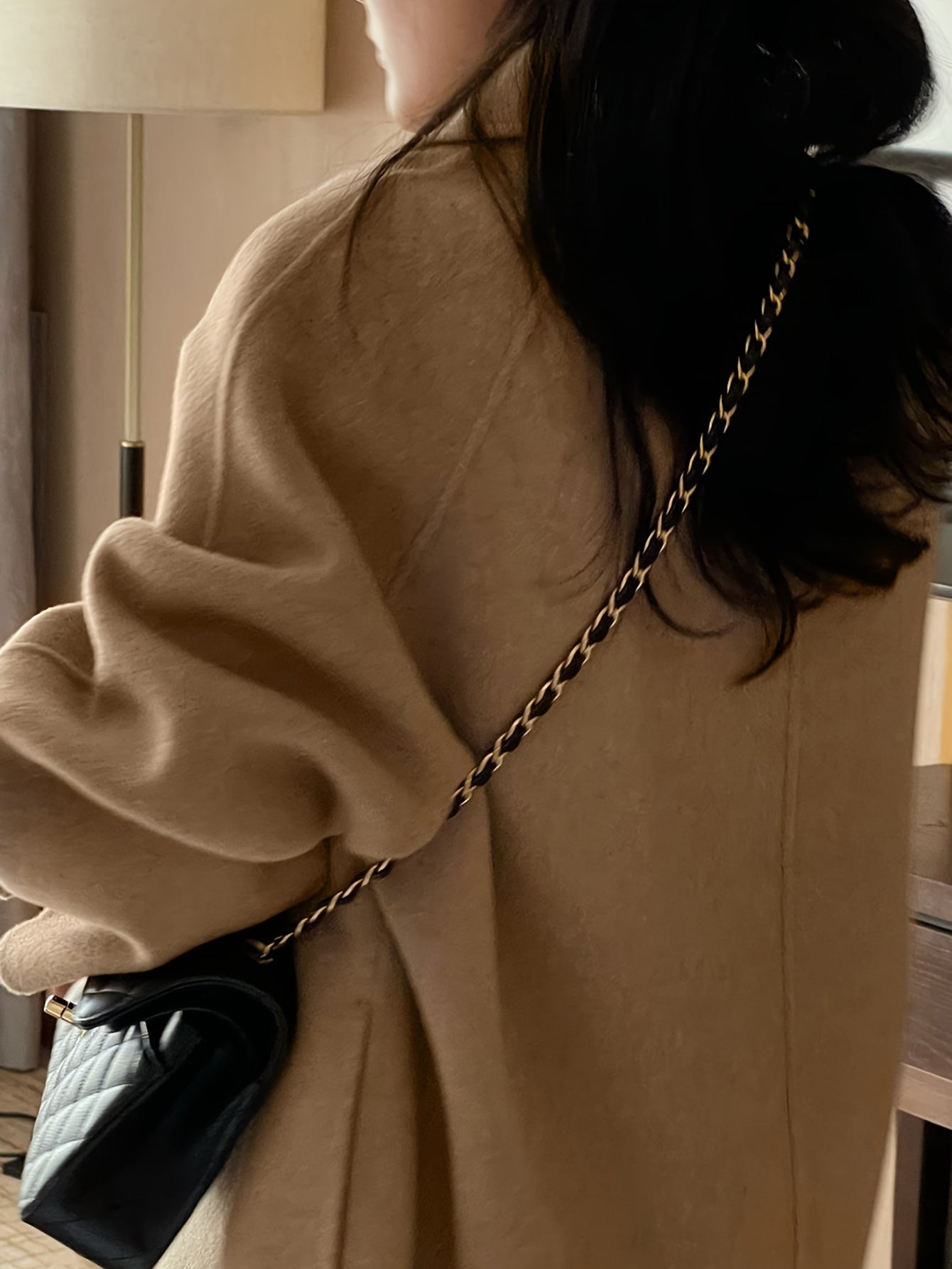 Sixsr Solid Color Button Front Coat, Casual Long Sleeve Lapel Coat For Fall & Winter, Women's Clothing