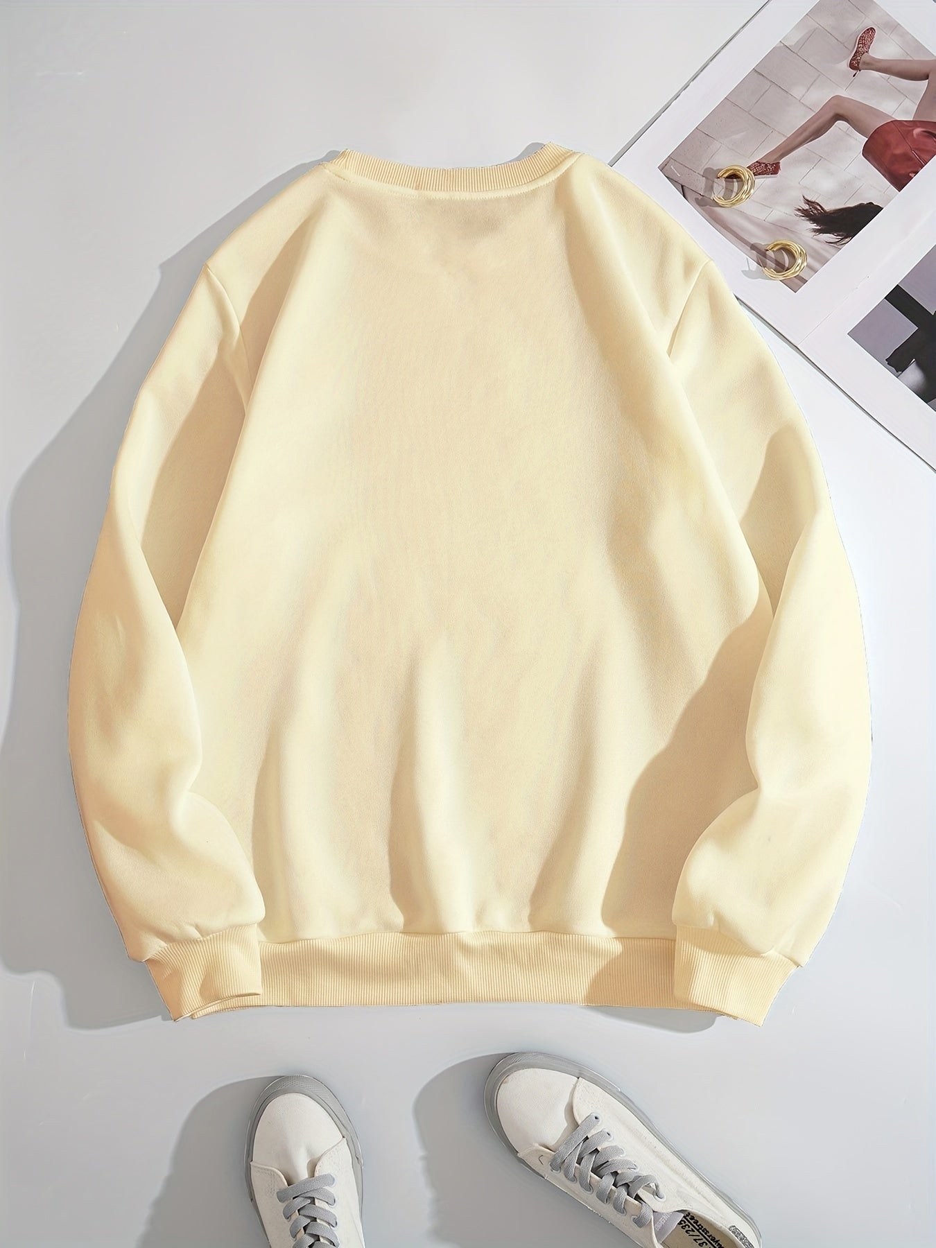 Sixsr Flower Graphic Print Sweatshirt, Long Sleeve Crew Neck Pullover Sweatshirt, Casual Tops For Fall & Winter, Women's Clothing