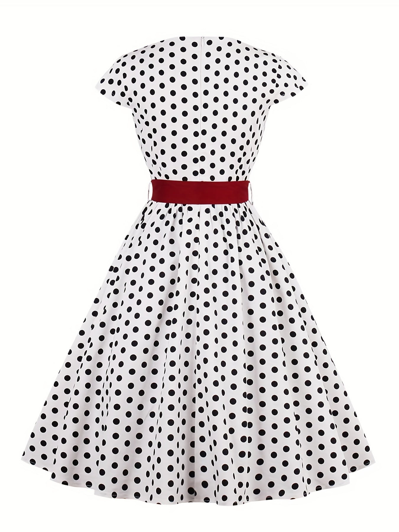 Plus Size Elegant Dress, Women's Plus Plaid Print Cap Sleeve Round Neck Slight Stretch Swing Dress With Belt