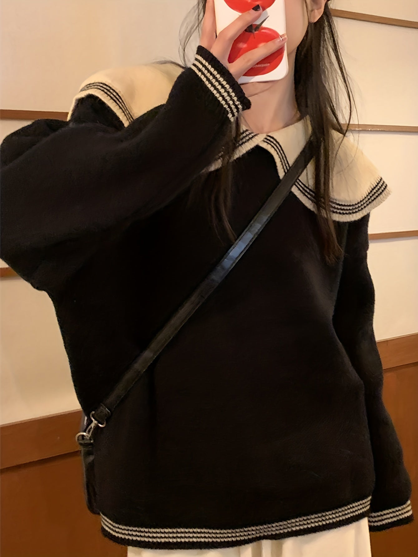 Sixsr Color Block Knit Sweater, Casual Crew Neck Long Sleeve Sweater, Women's Clothing