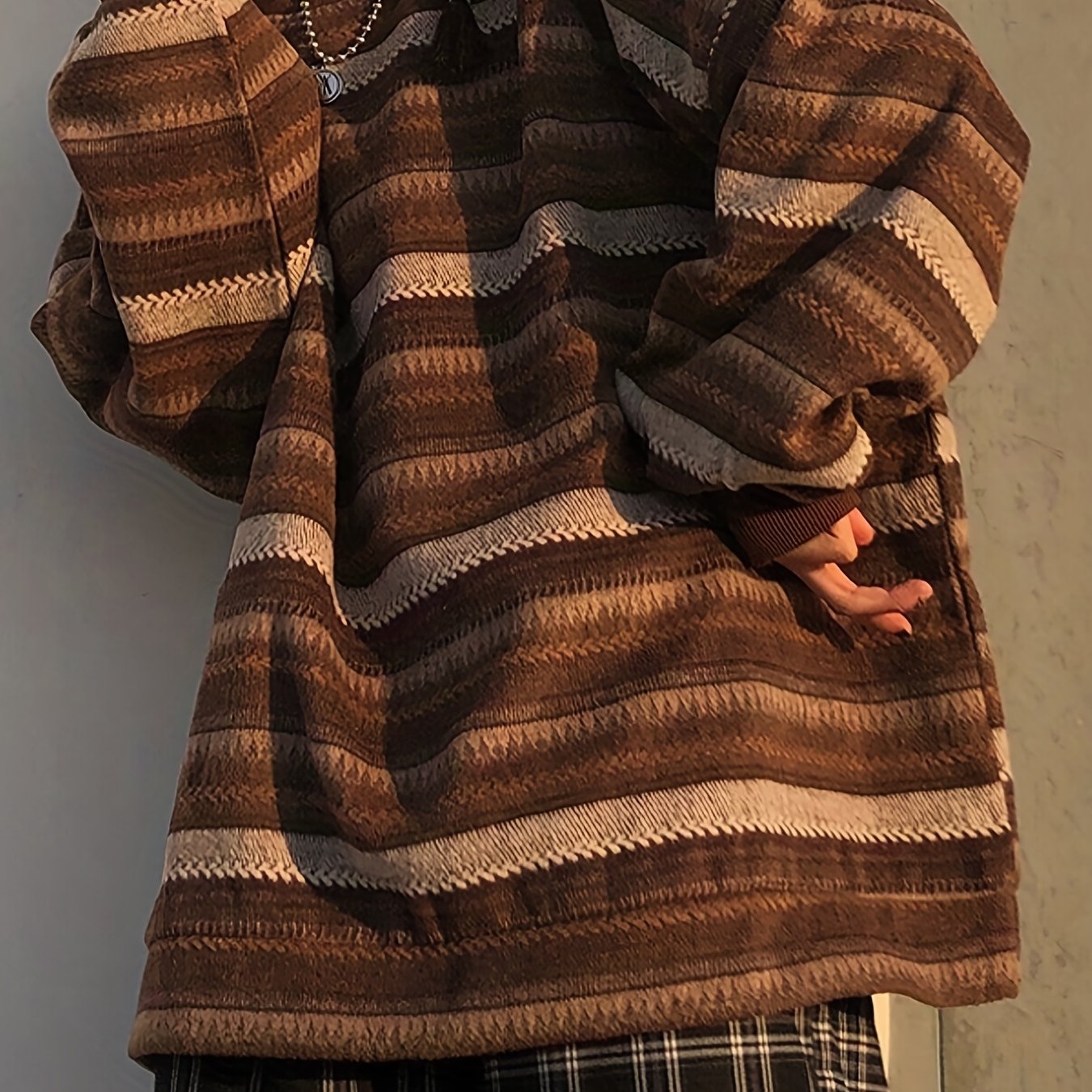 Sixsr Striped Drop Shoulder Sweatshirt, Casual Crew Neck Long Sleeve Pullover, Women's Clothing