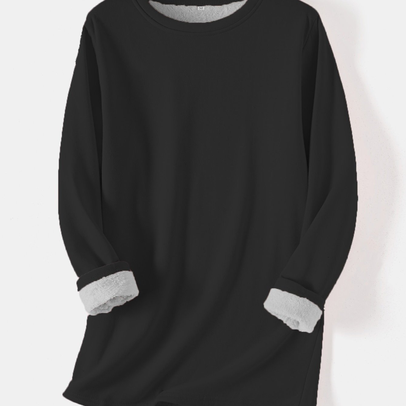 Sixsr Women's Pullover Winter Warm Plush Lining Long Sleeve Sweatshirt, Slim Fit Warm Top, Women's Clothing