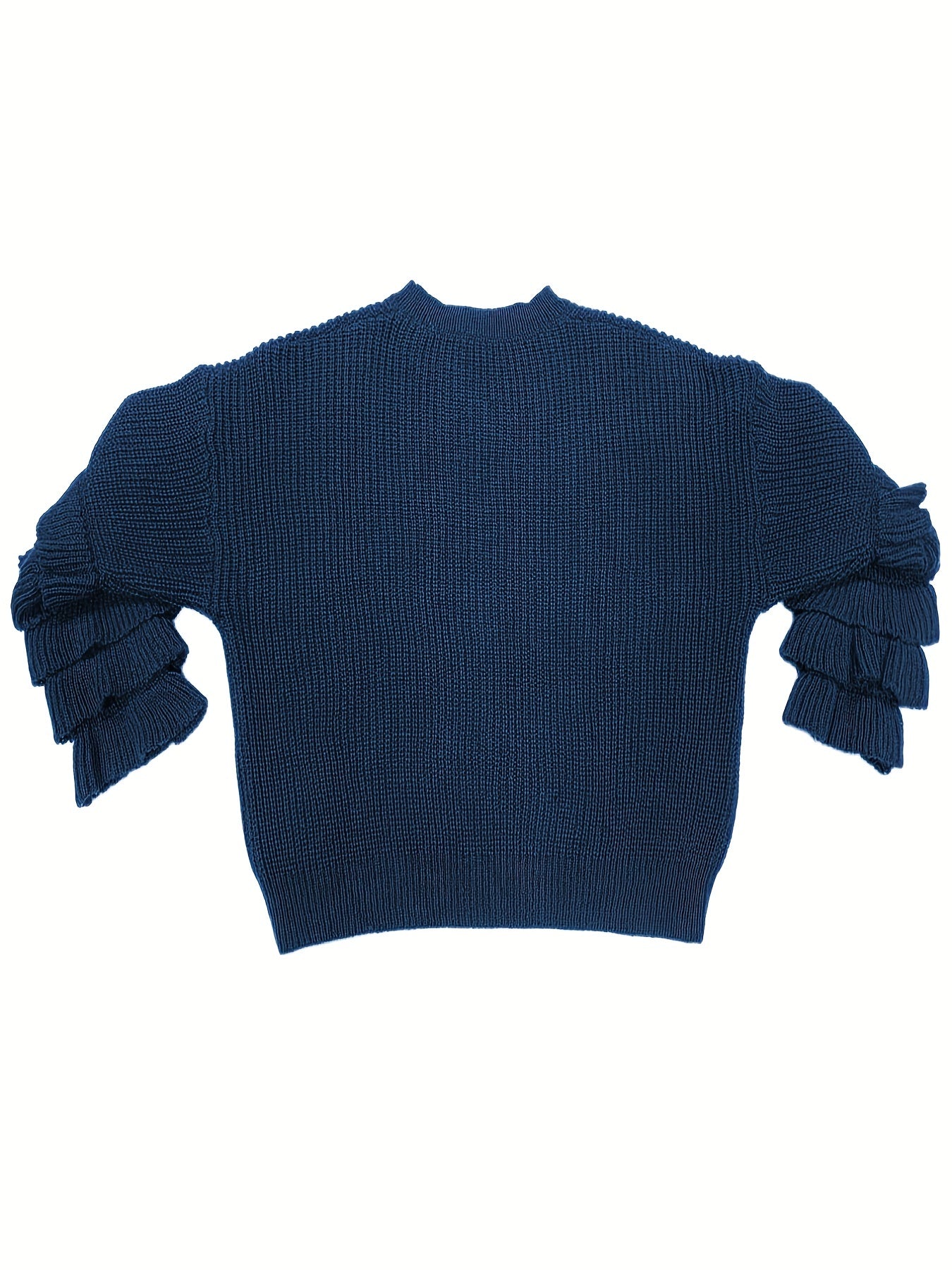Sixsr Plus Size Elegant Sweater, Women's Plus Solid Layered Sleeve Round Neck Pullover Sweater
