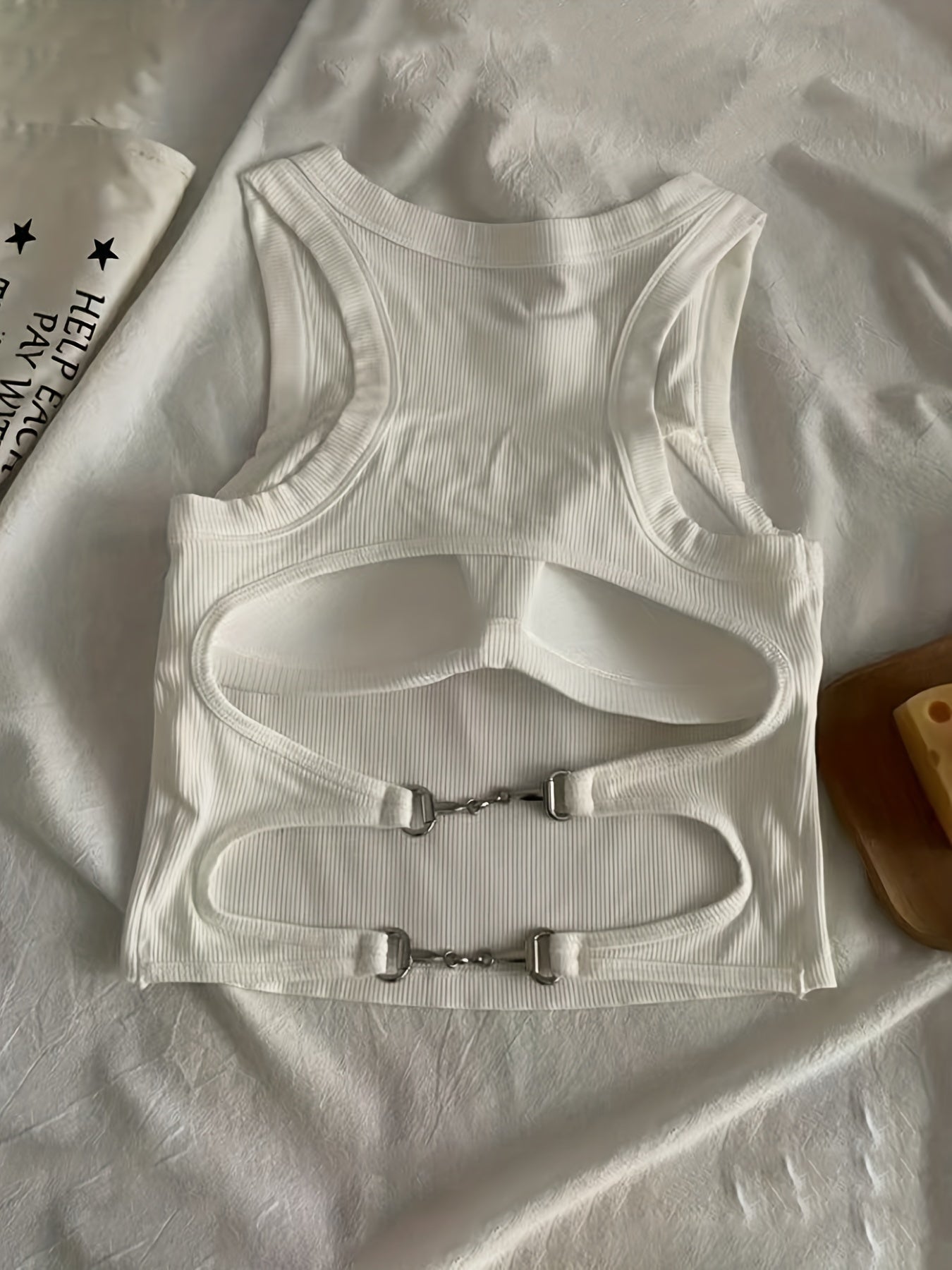 Sixsr Girls Ribbed Tank Top, Hot Backless Design Padded Sleeveless Top, Summer Clothes For 13-18 Y