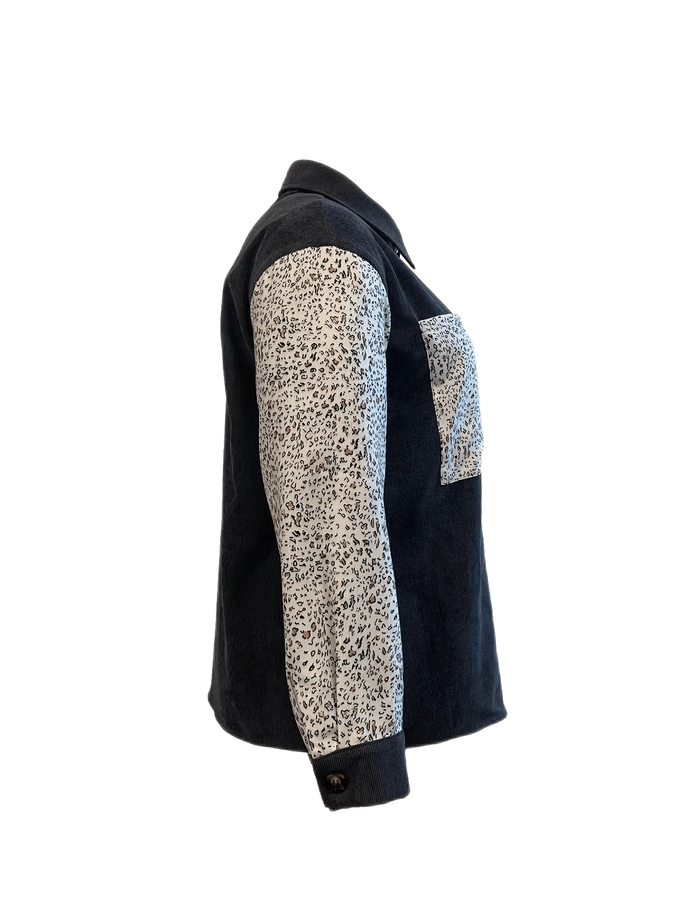 Sixsr Plus Size Casual Shirt Coat, Women's Plus Colorblock Leopard Print Button Up Long Sleeve Turn Down Collar Shacket